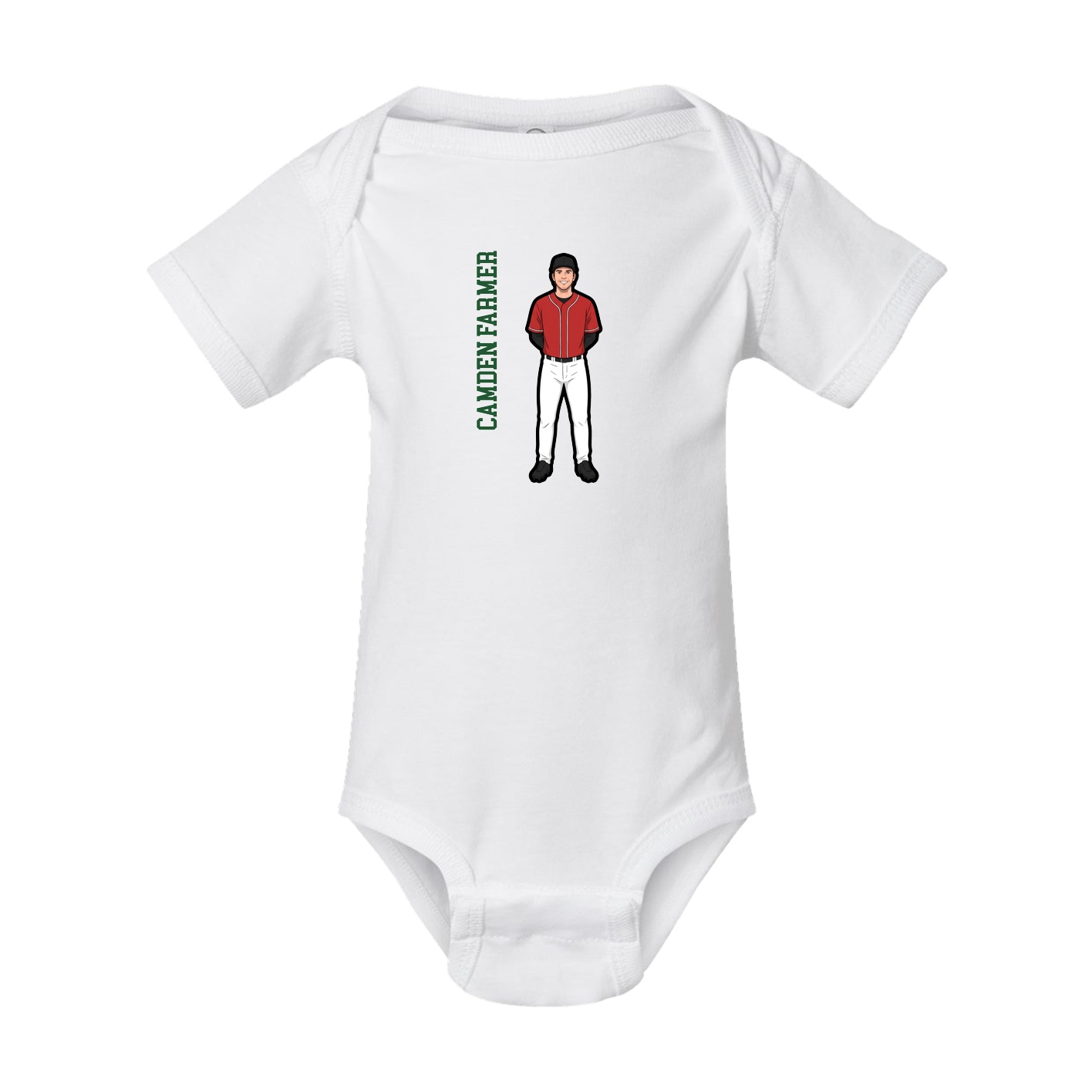 Baby Onesie — Name Vertical in White