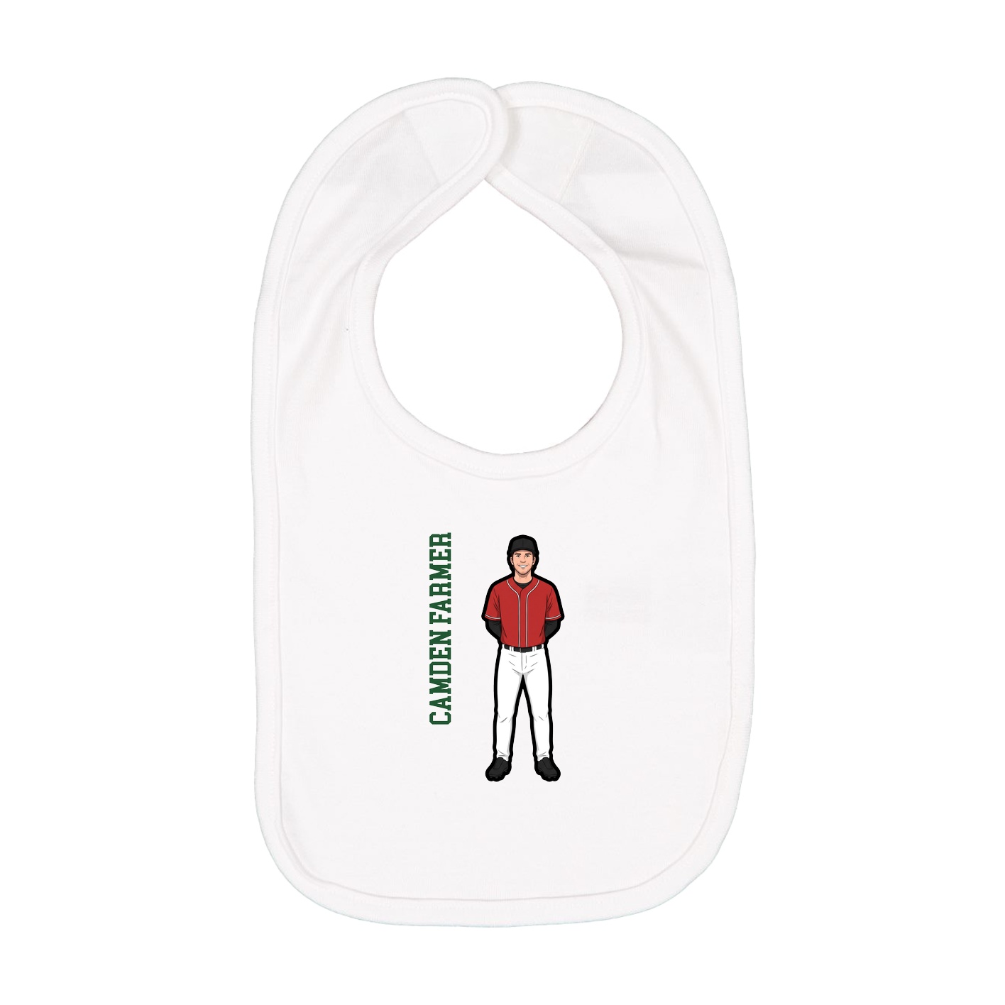 Infant Bib — Name Vertical in White
