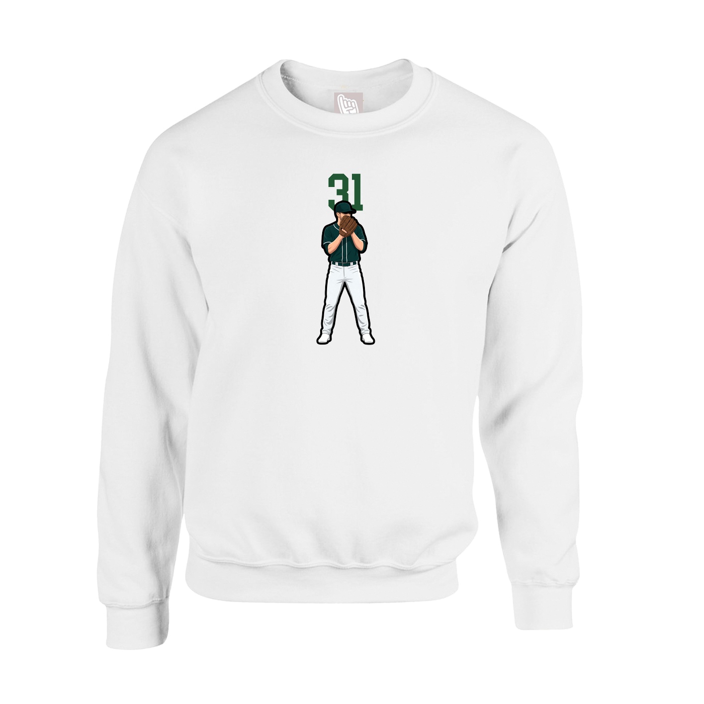 Fleece Crew — Number Top in White