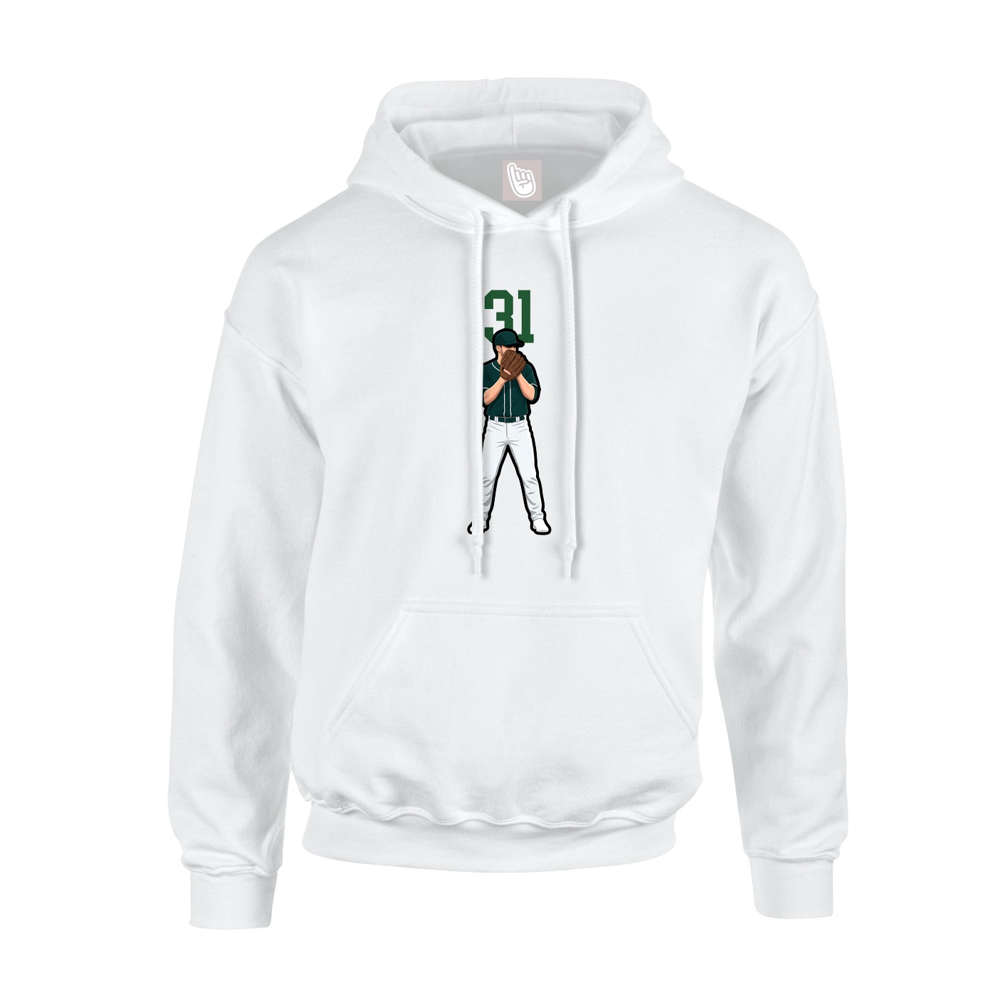 Youth Hoodie — Number Top in White