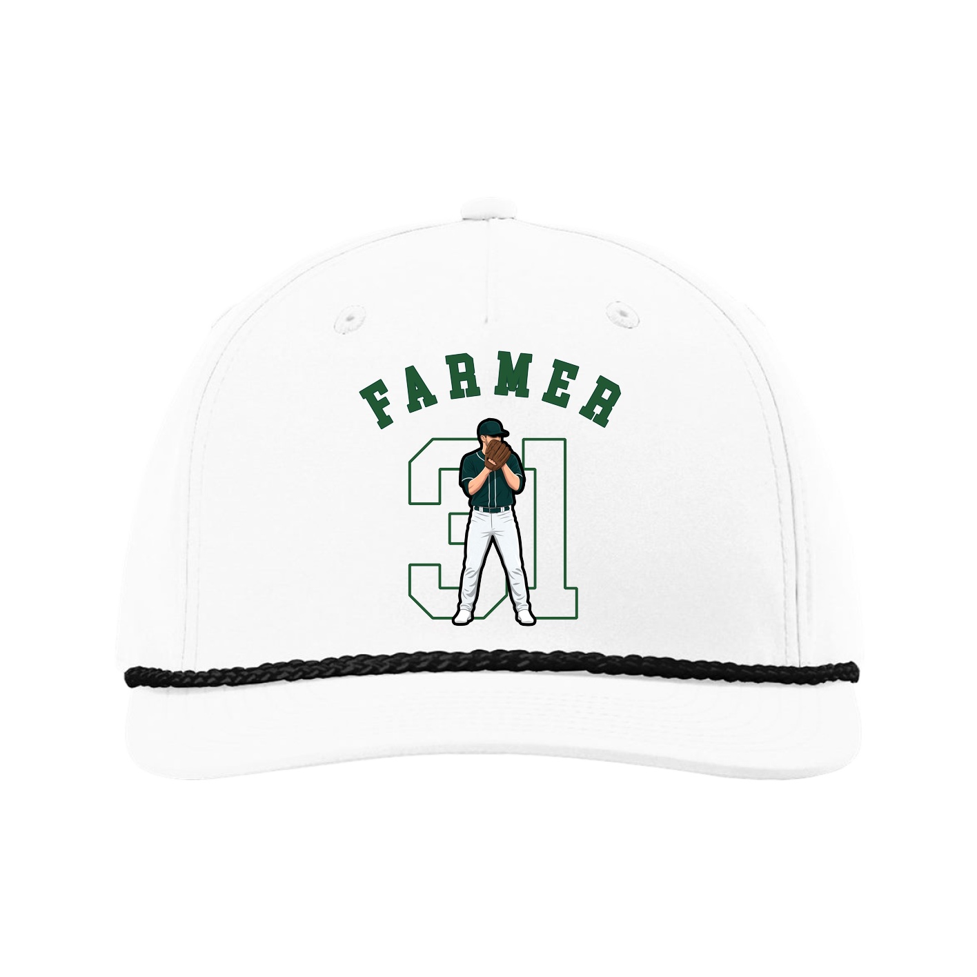 Five-Panel Classic Rope Cap — Shirsey Arch in White