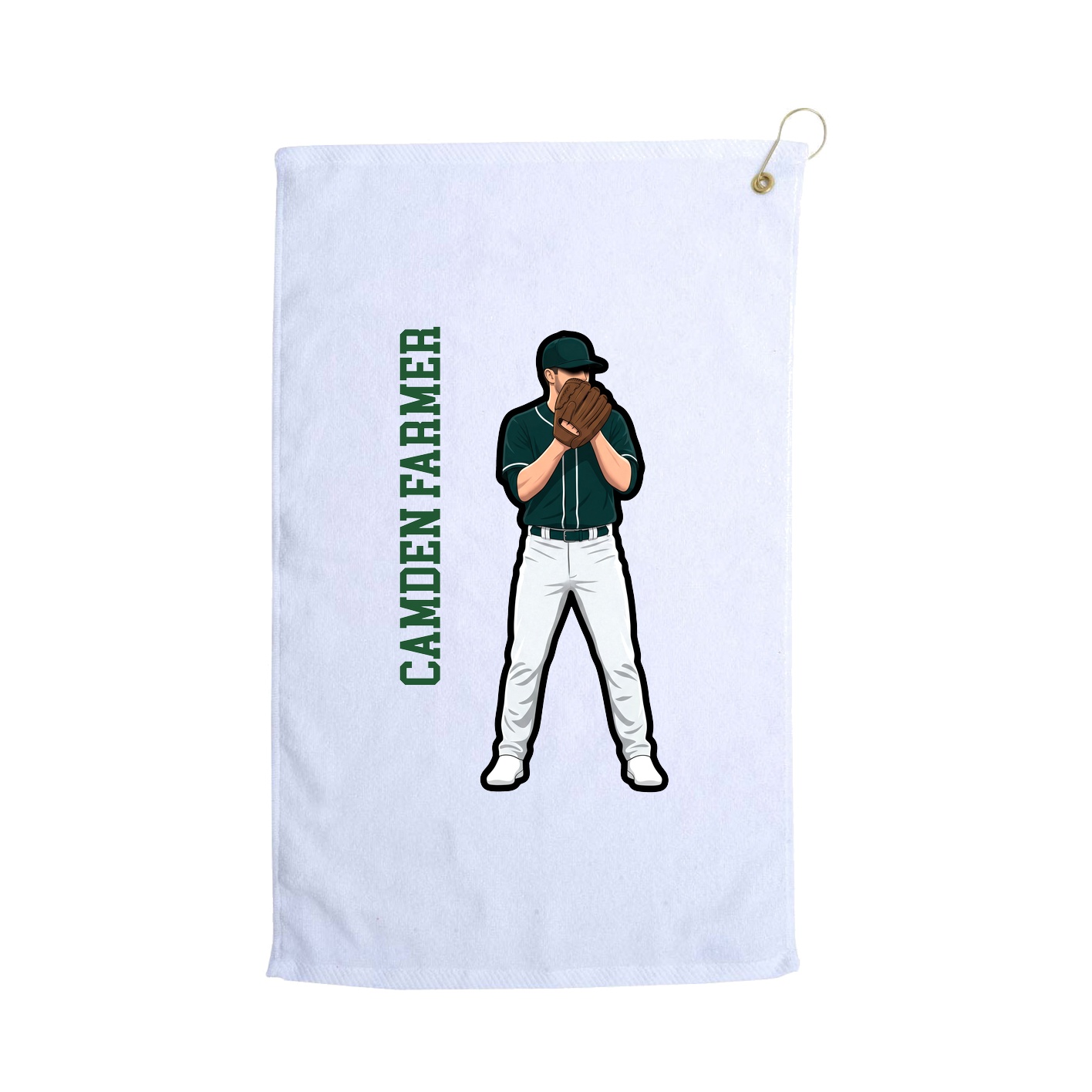 Golf Towel — Name Vertical in White