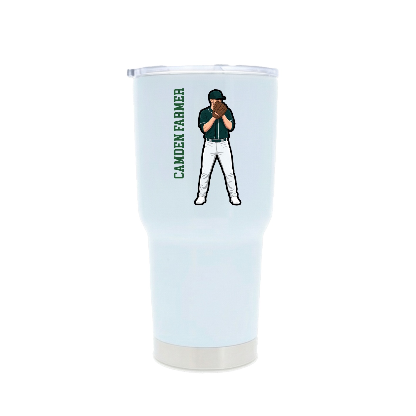30oz Stainless Steel Tumbler — Name Vertical in White