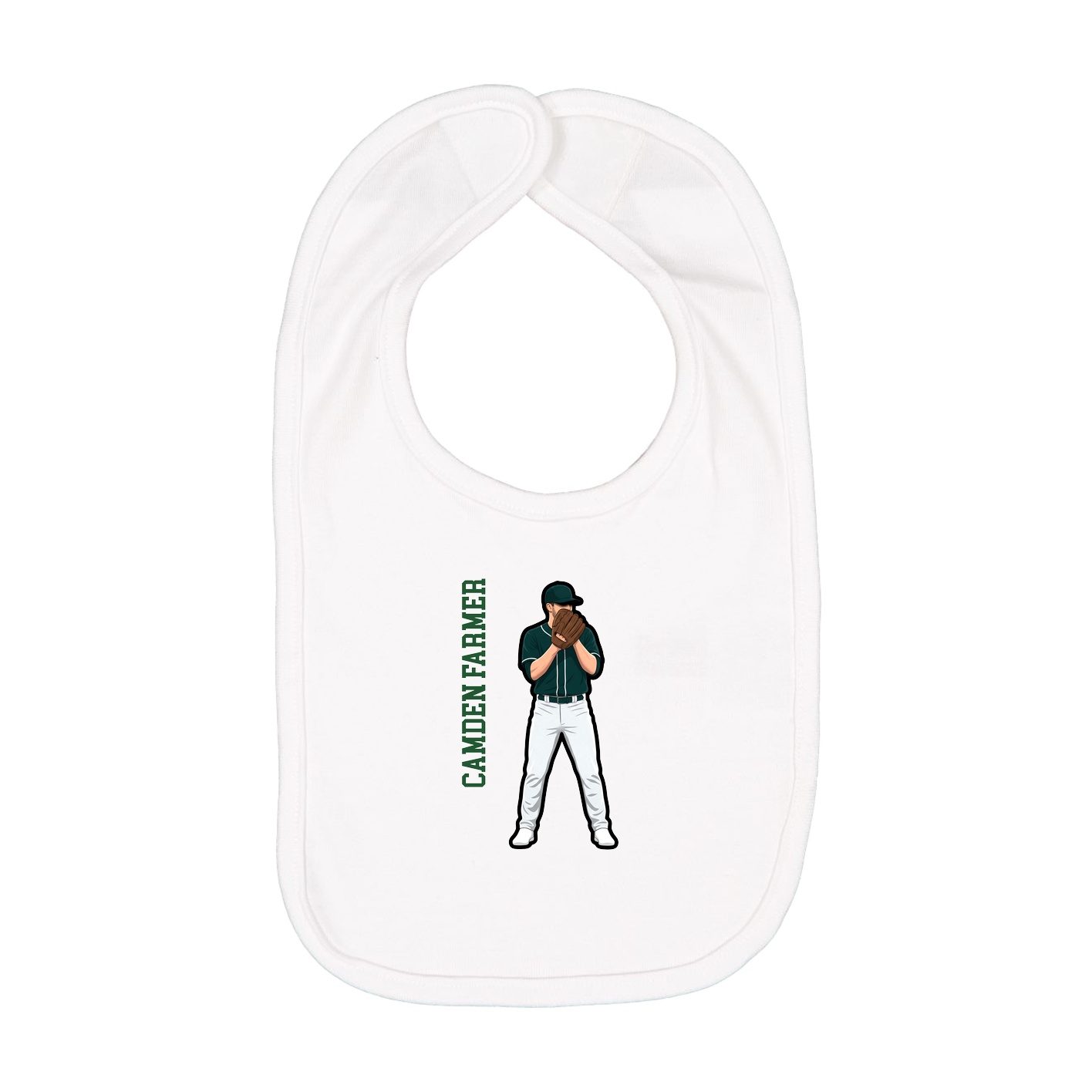 Infant Bib — Name Vertical in White