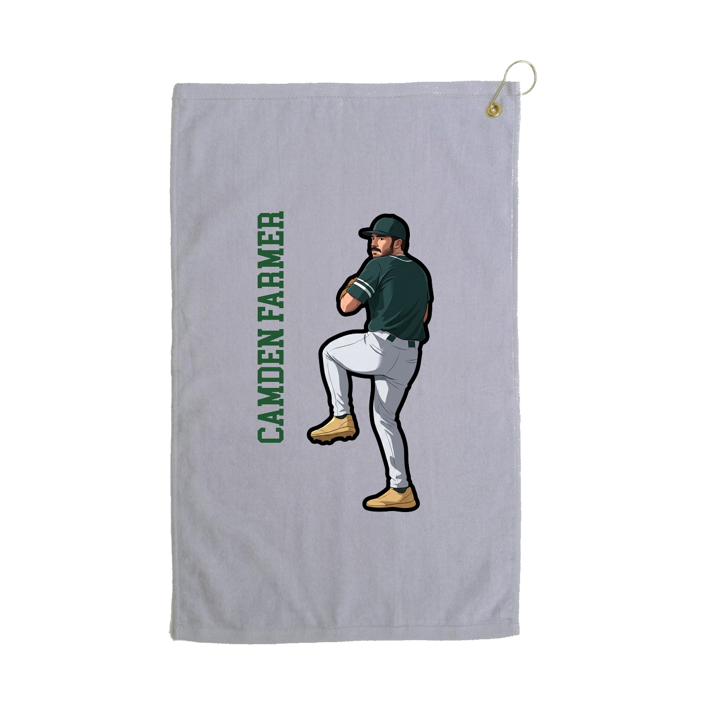 Golf Towel — Name Vertical in Grey