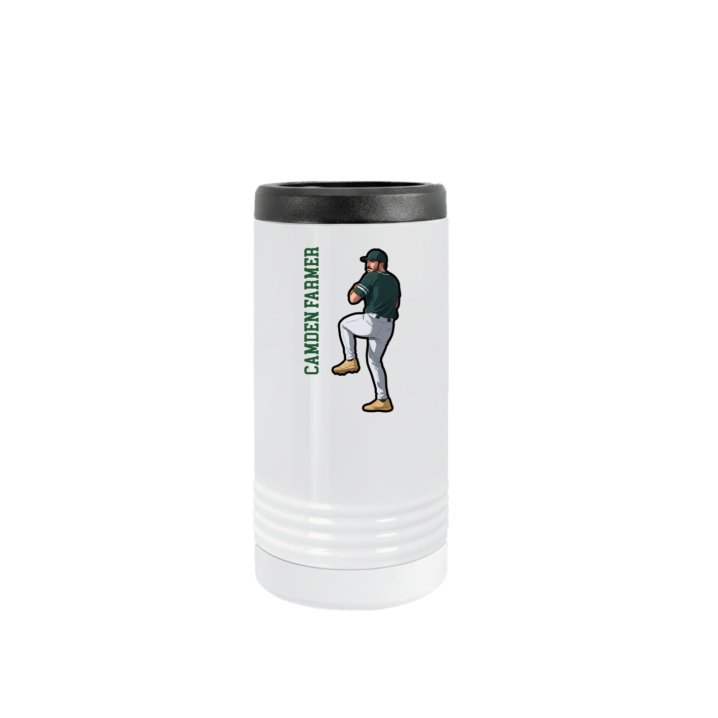 Slim Beverage Holder — Name Vertical in White