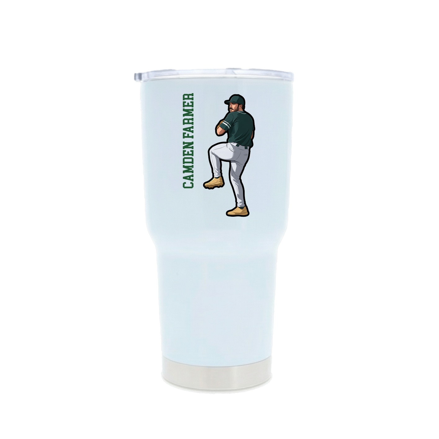 30oz Stainless Steel Tumbler — Name Vertical in White