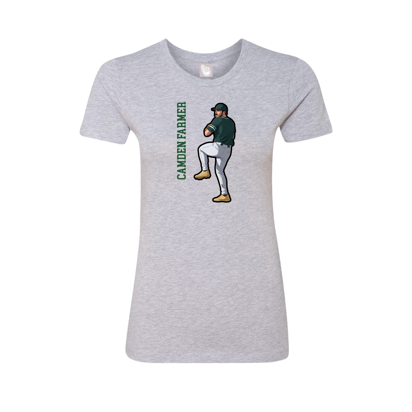 Fitted Women's Tee — Name Vertical in Grey