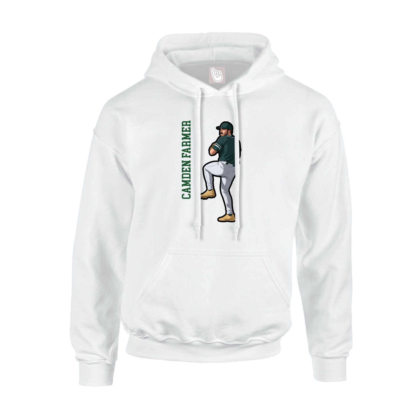 Youth Hoodie — Name Vertical in White
