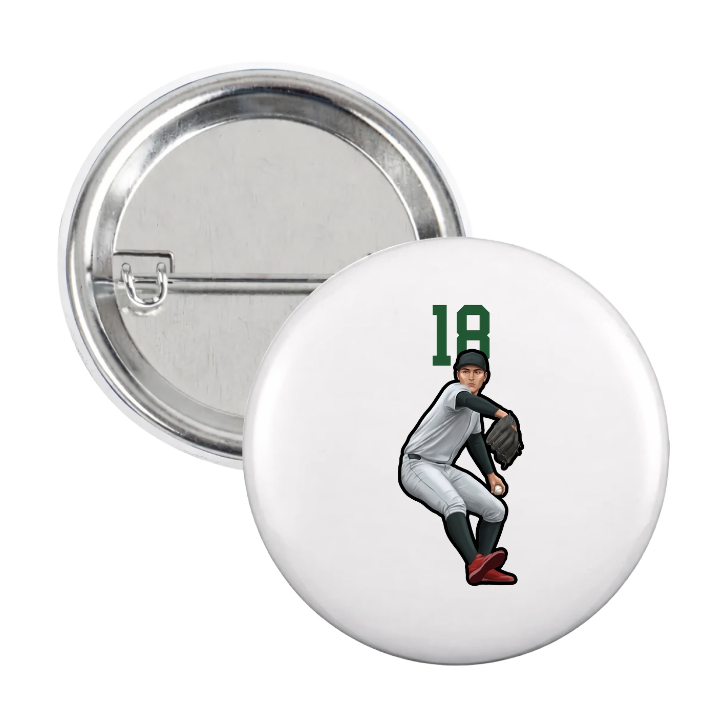 Game Day Button — Number Top in White