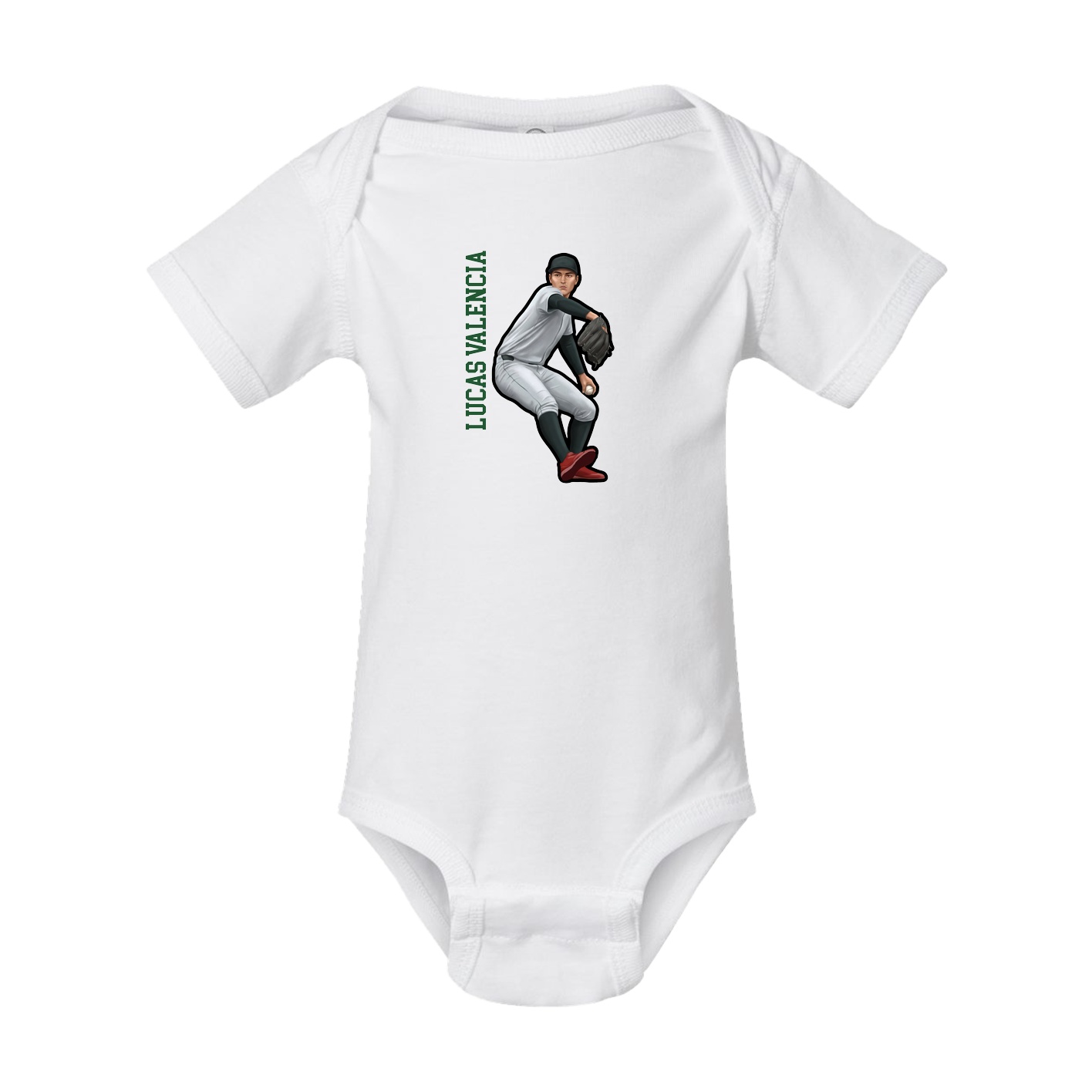 Baby Onesie — Name Vertical in White