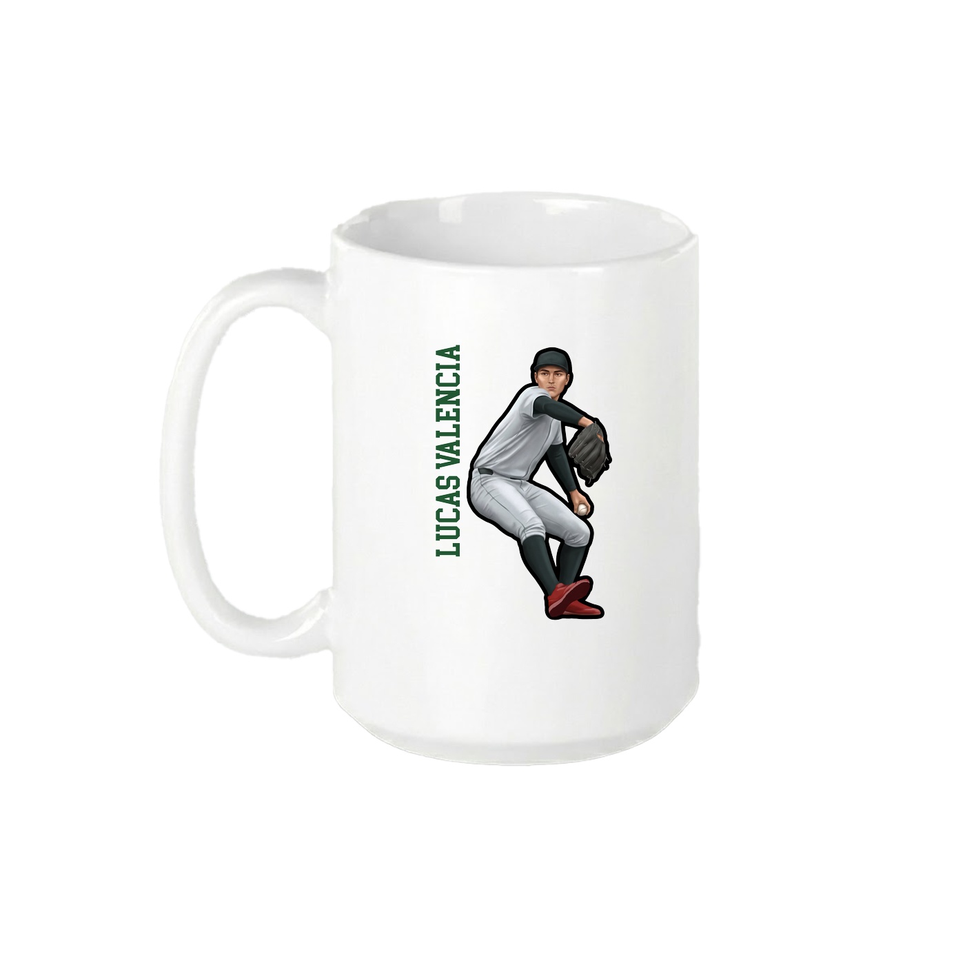 15oz Coffee Mug — Name Vertical in White