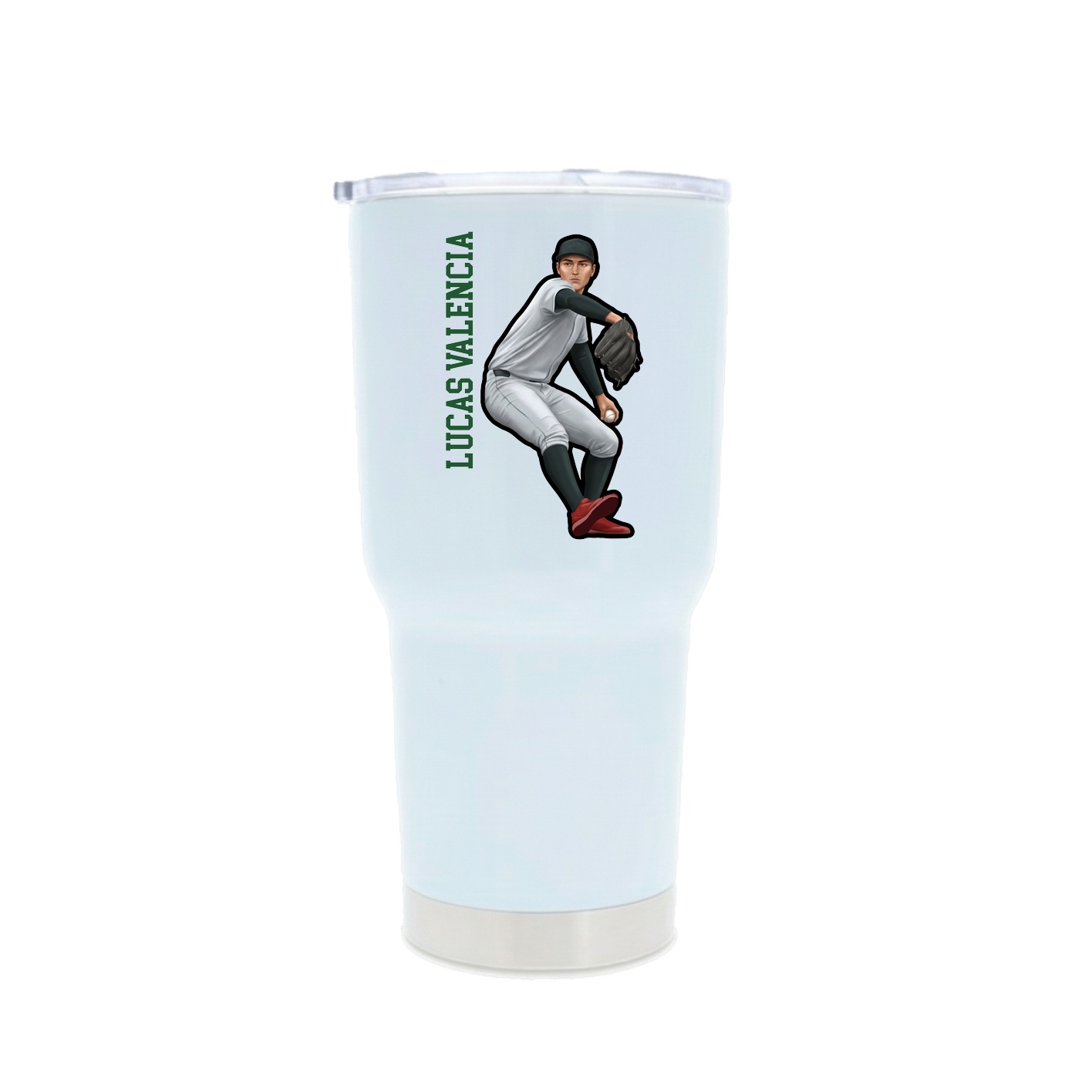 30oz Stainless Steel Tumbler — Name Vertical in White