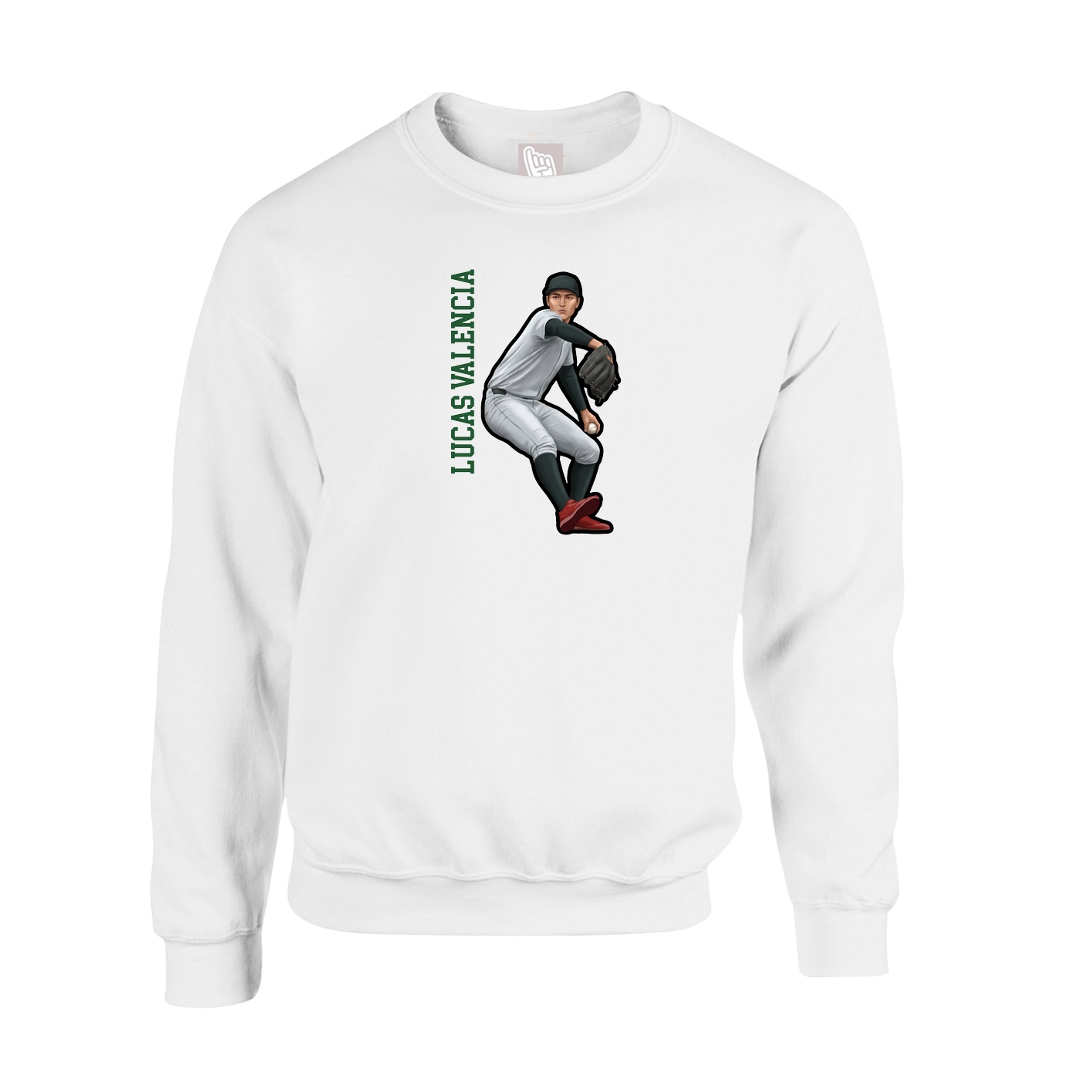 Fleece Crew — Name Vertical in White
