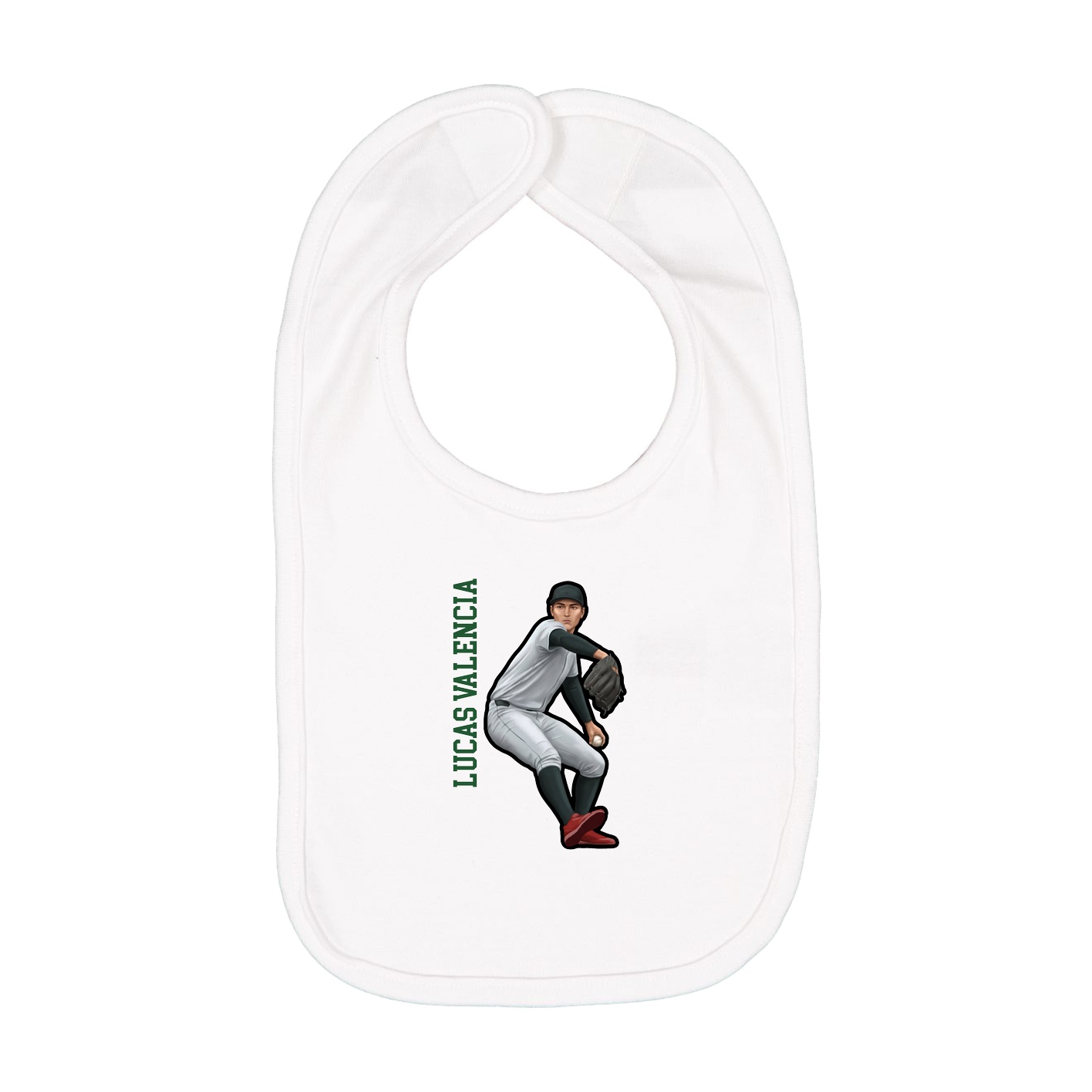 Infant Bib — Name Vertical in White