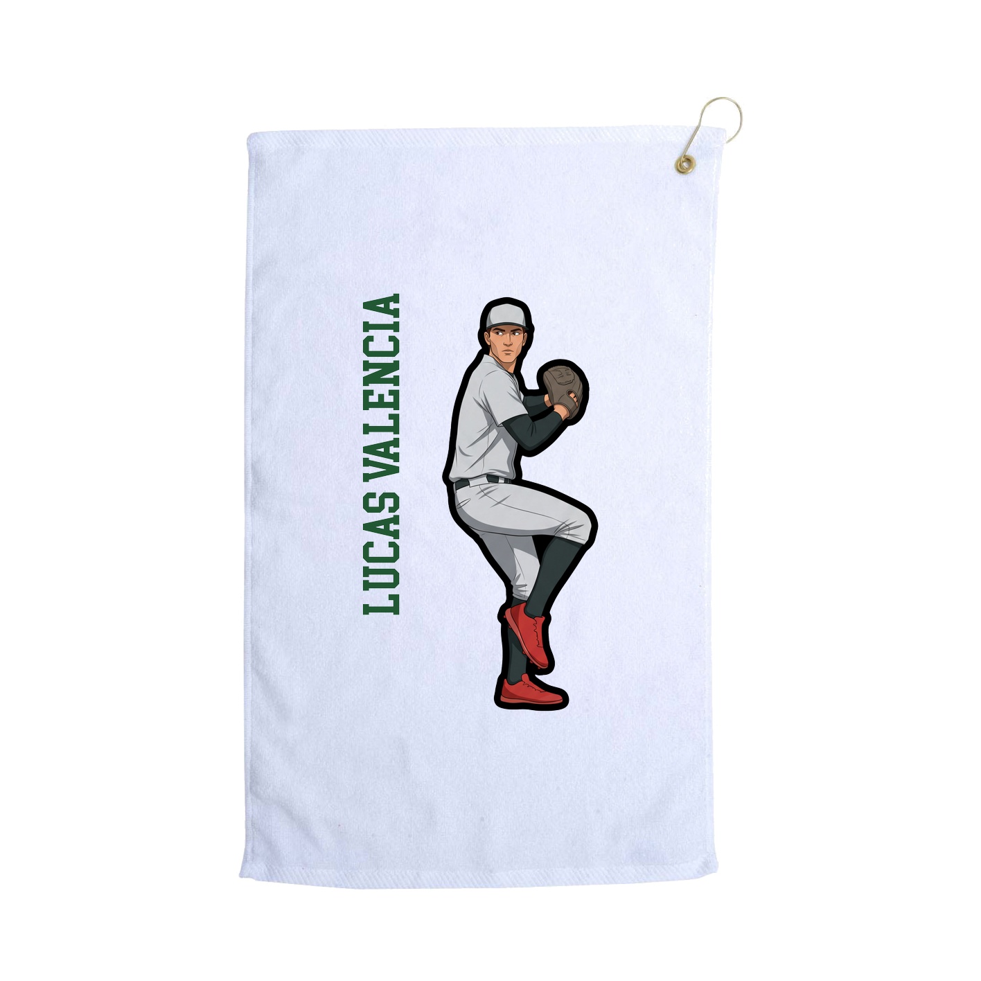 Golf Towel — Name Vertical in White