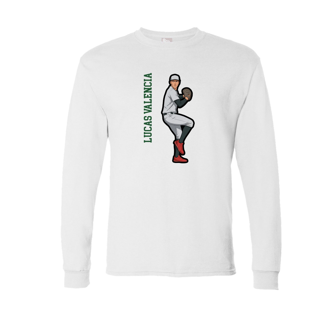 Long Sleeve Tee — Name Vertical in White