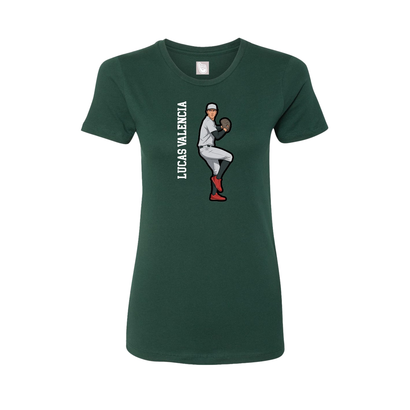 Fitted Women's Tee — Name Vertical in Green