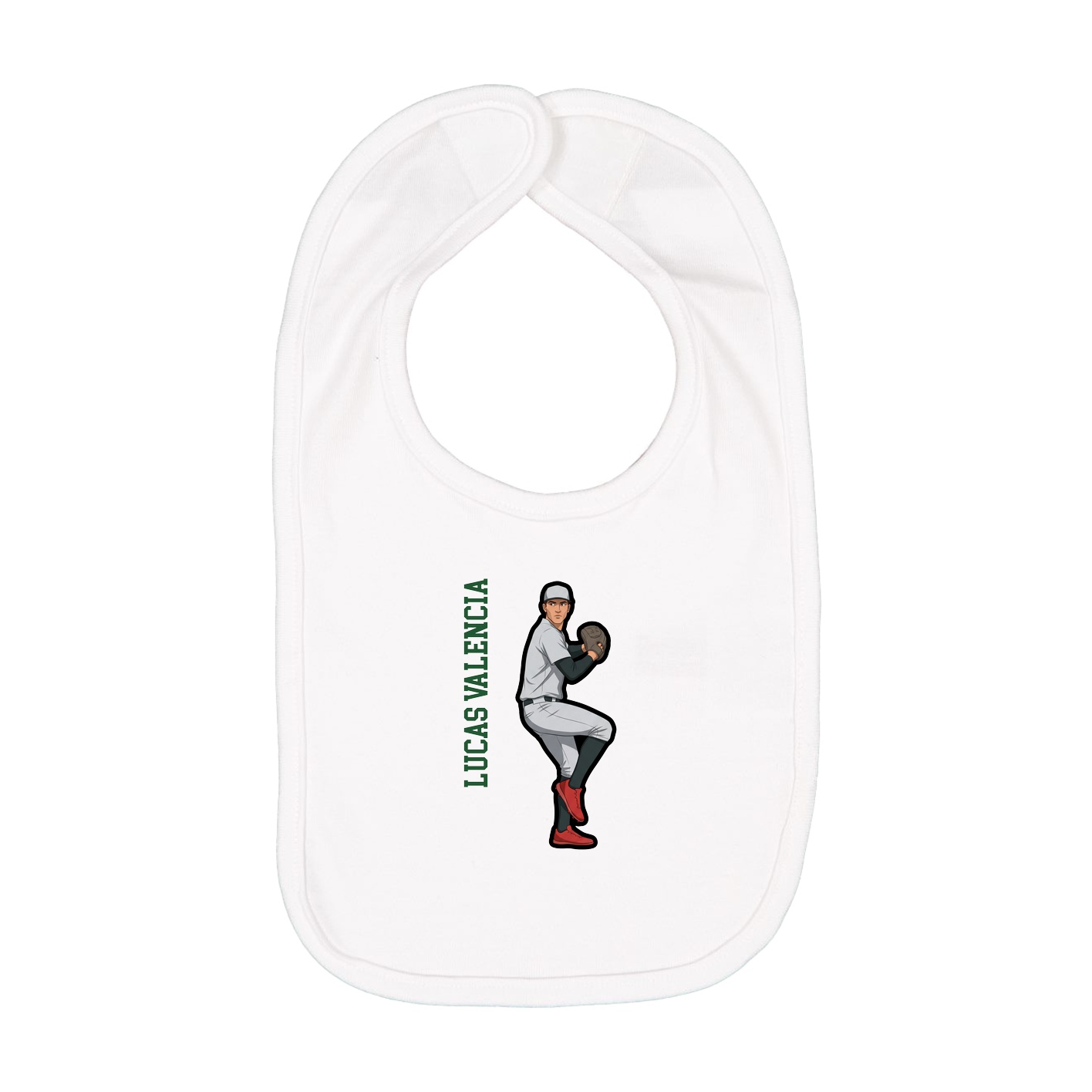Infant Bib — Name Vertical in White