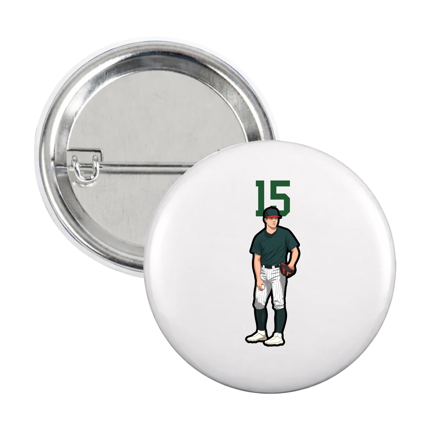 Game Day Button — Number Top in White