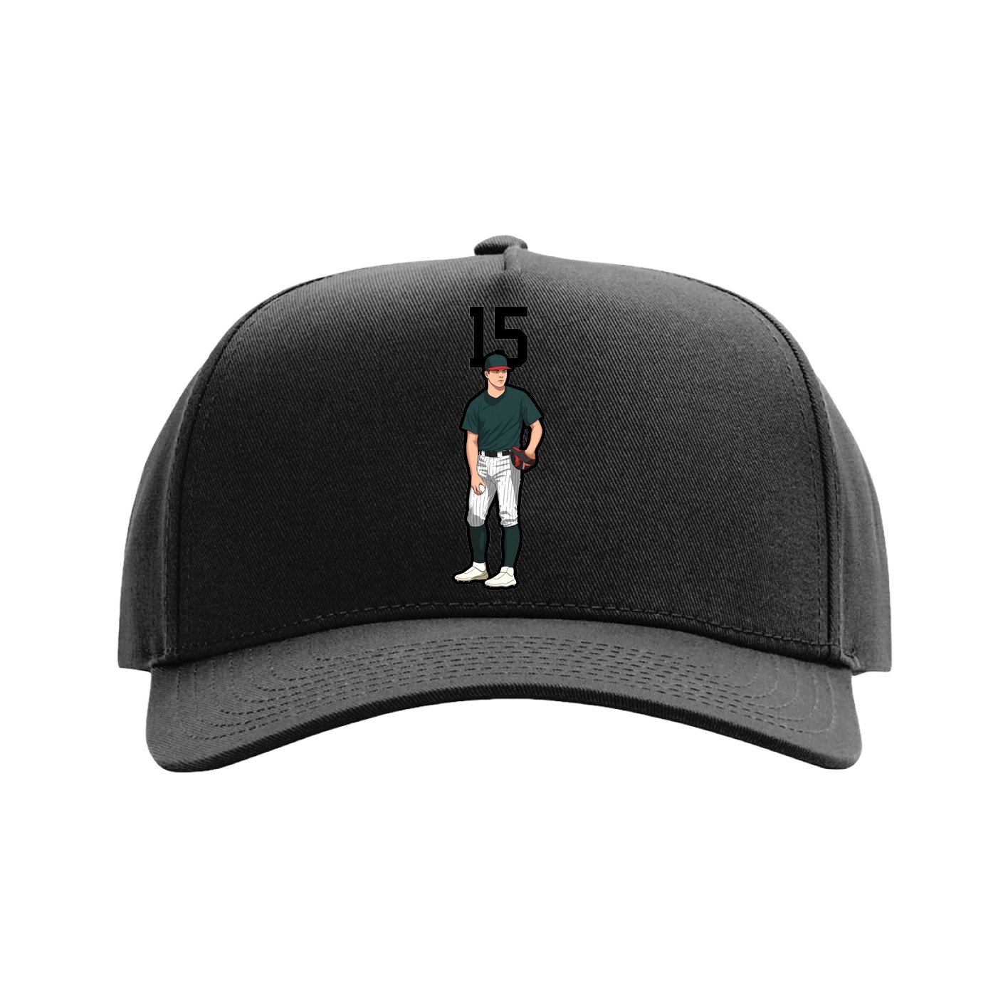 Full Fabric Five-Panel Champ Cap — Number Top in Black
