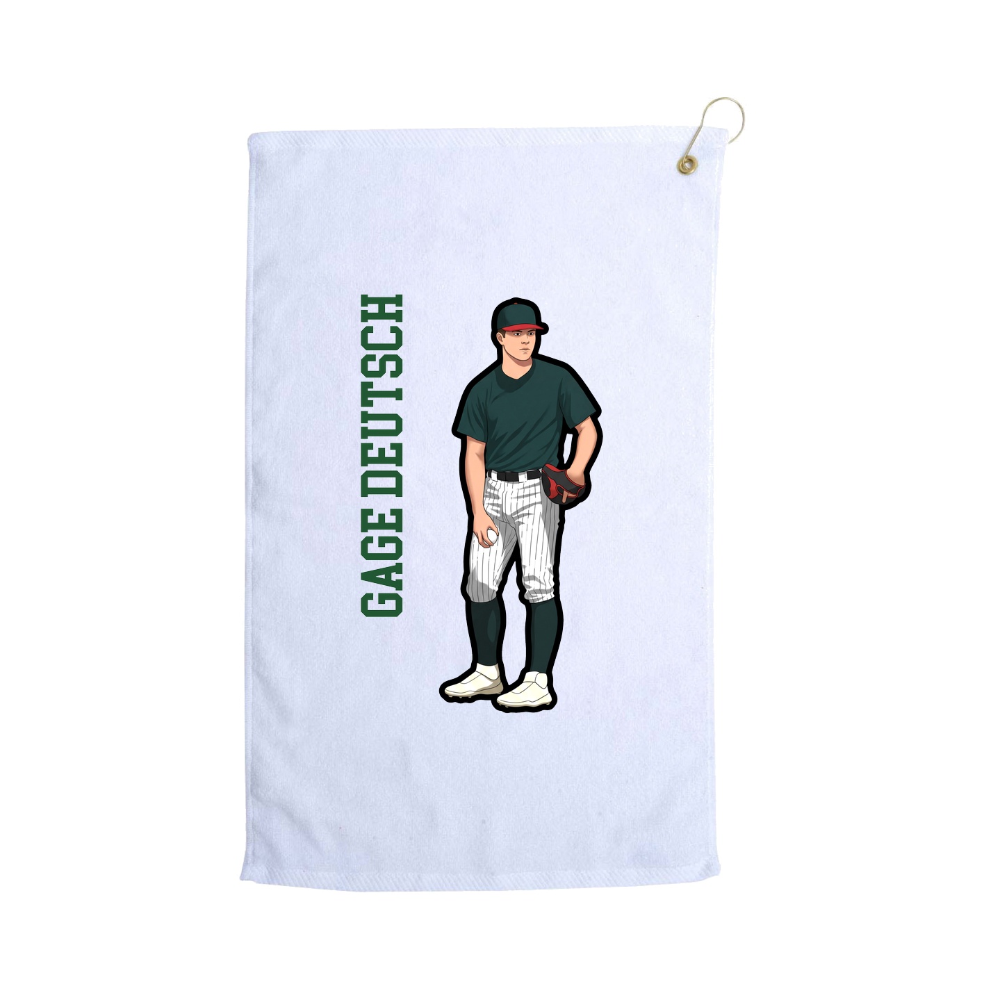 Golf Towel — Name Vertical in White