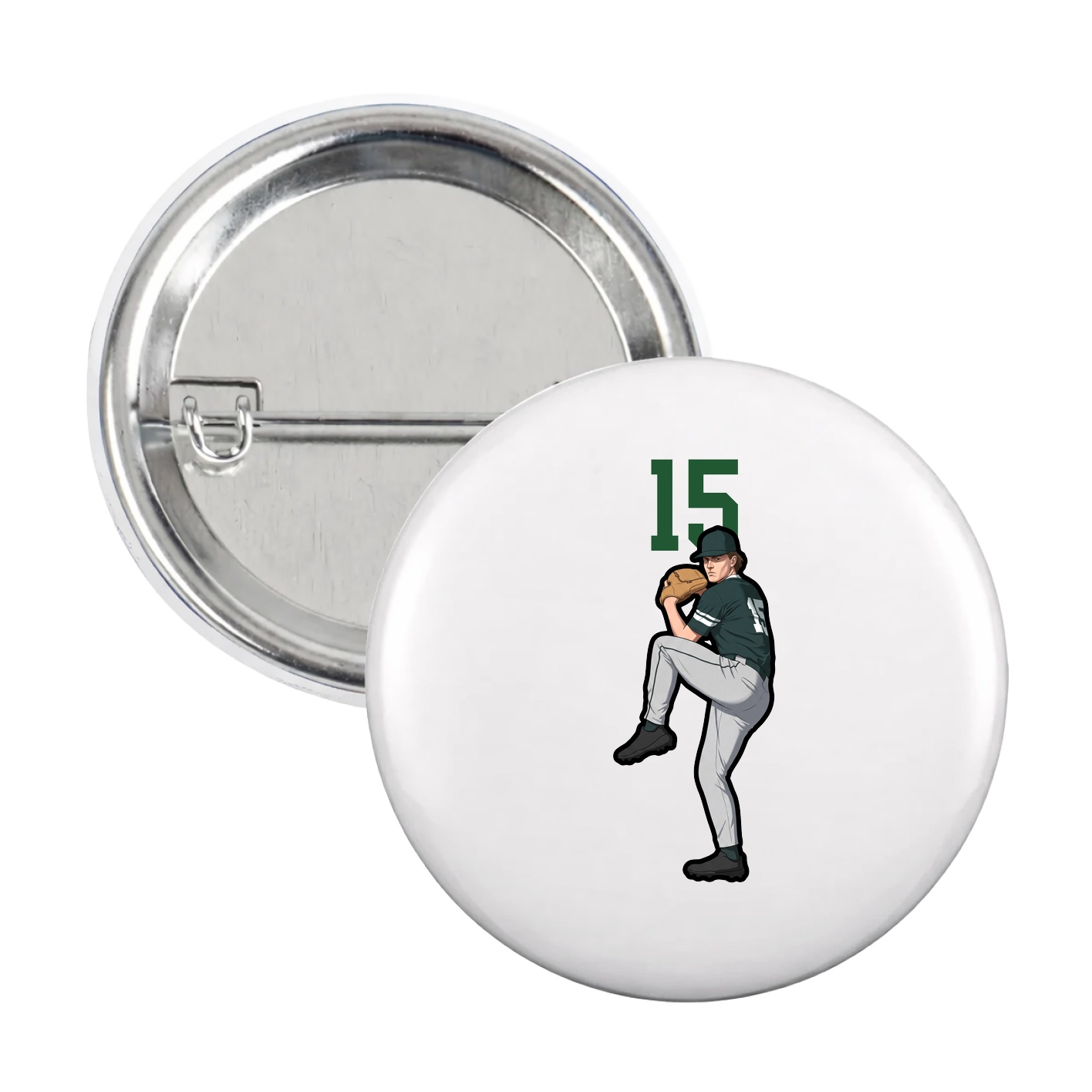 Game Day Button — Number Top in White