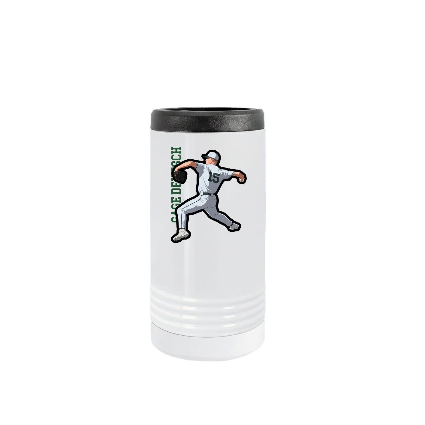 Slim Beverage Holder — Name Vertical in White