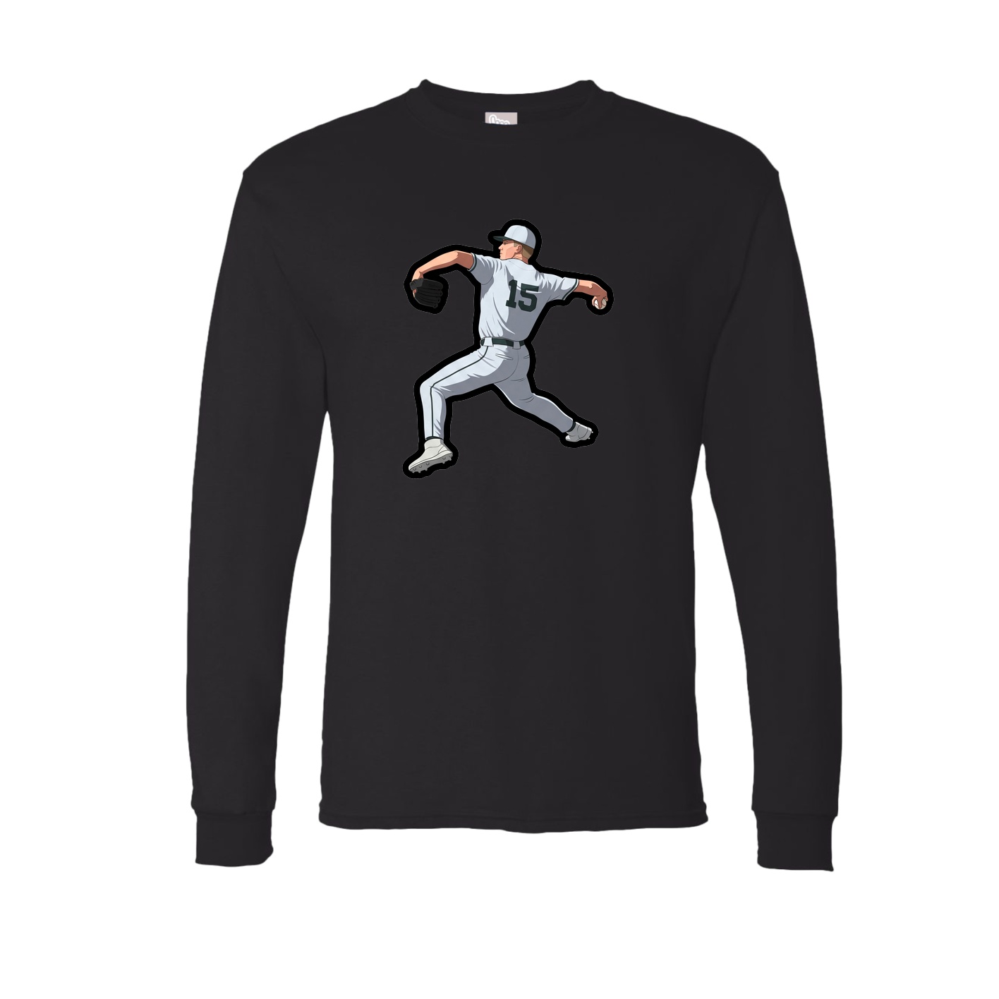 Long Sleeve Tee — Name Vertical in Black