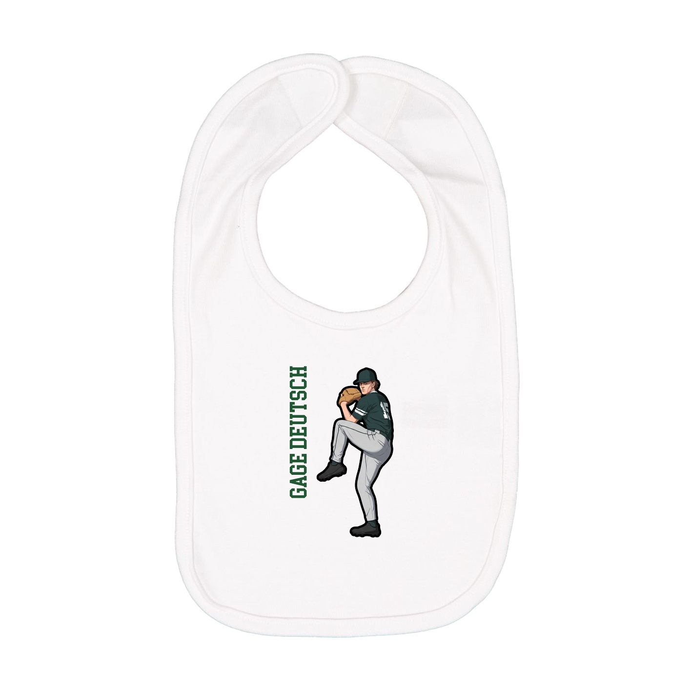 Infant Bib — Name Vertical in White