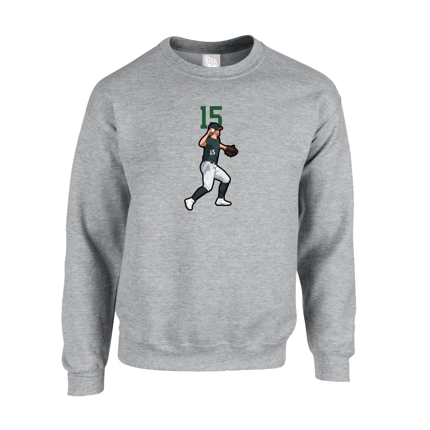 Fleece Crew — Number Top in Grey