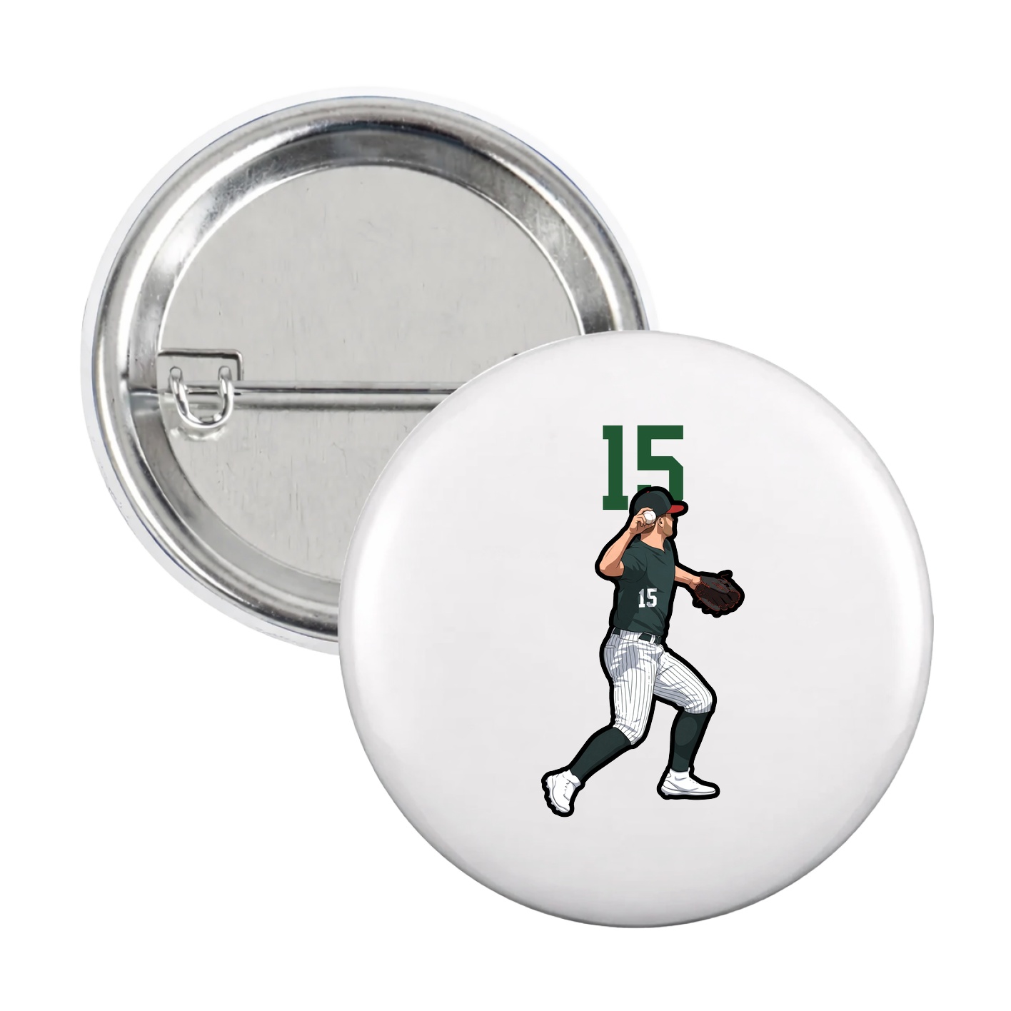 Game Day Button — Number Top in White