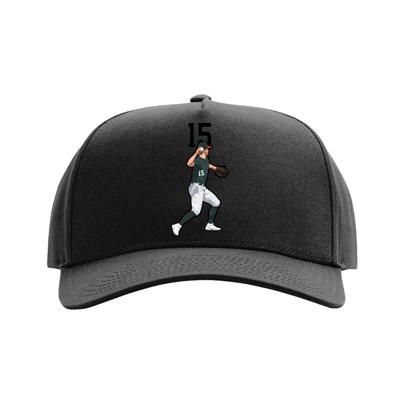 Full Fabric Five-Panel Champ Cap — Number Top in Black