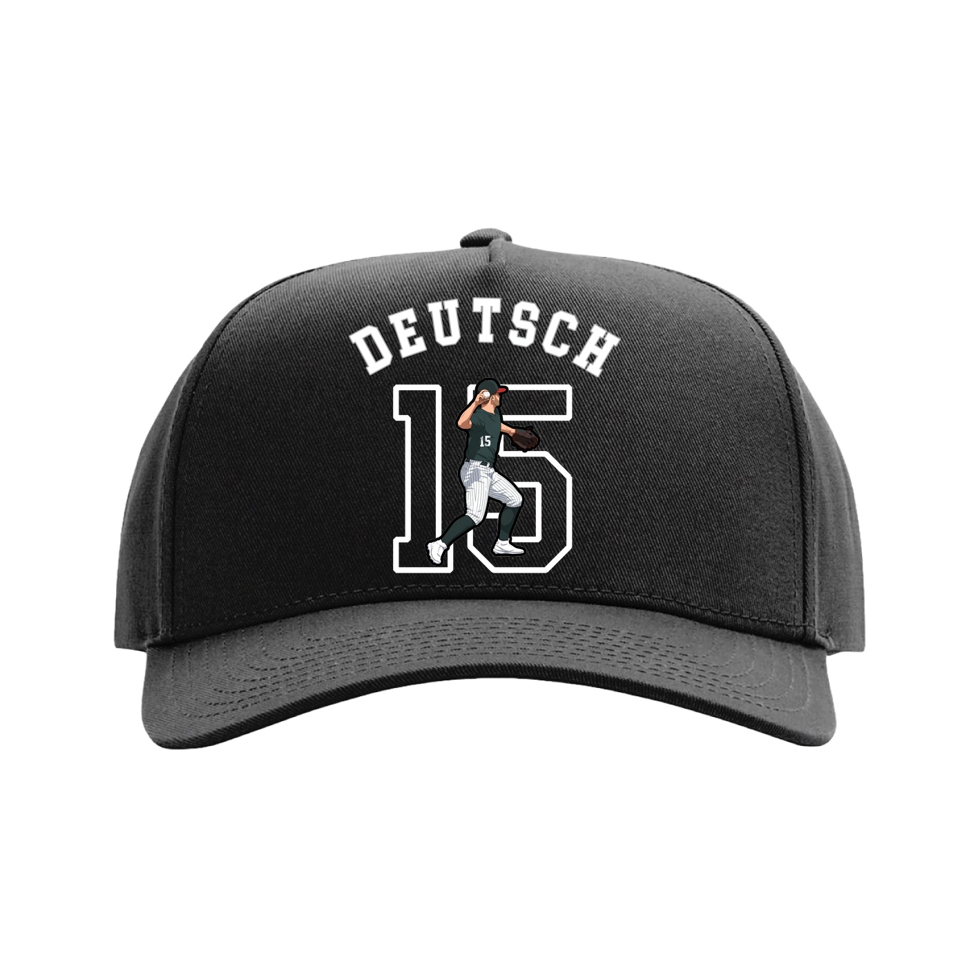 Full Fabric Five-Panel Champ Cap — Shirsey Arch in Black