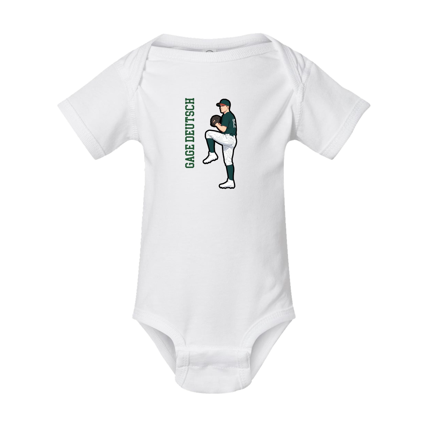 Baby Onesie — Name Vertical in White