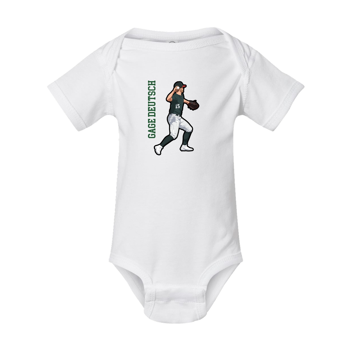 Baby Onesie — Name Vertical in White