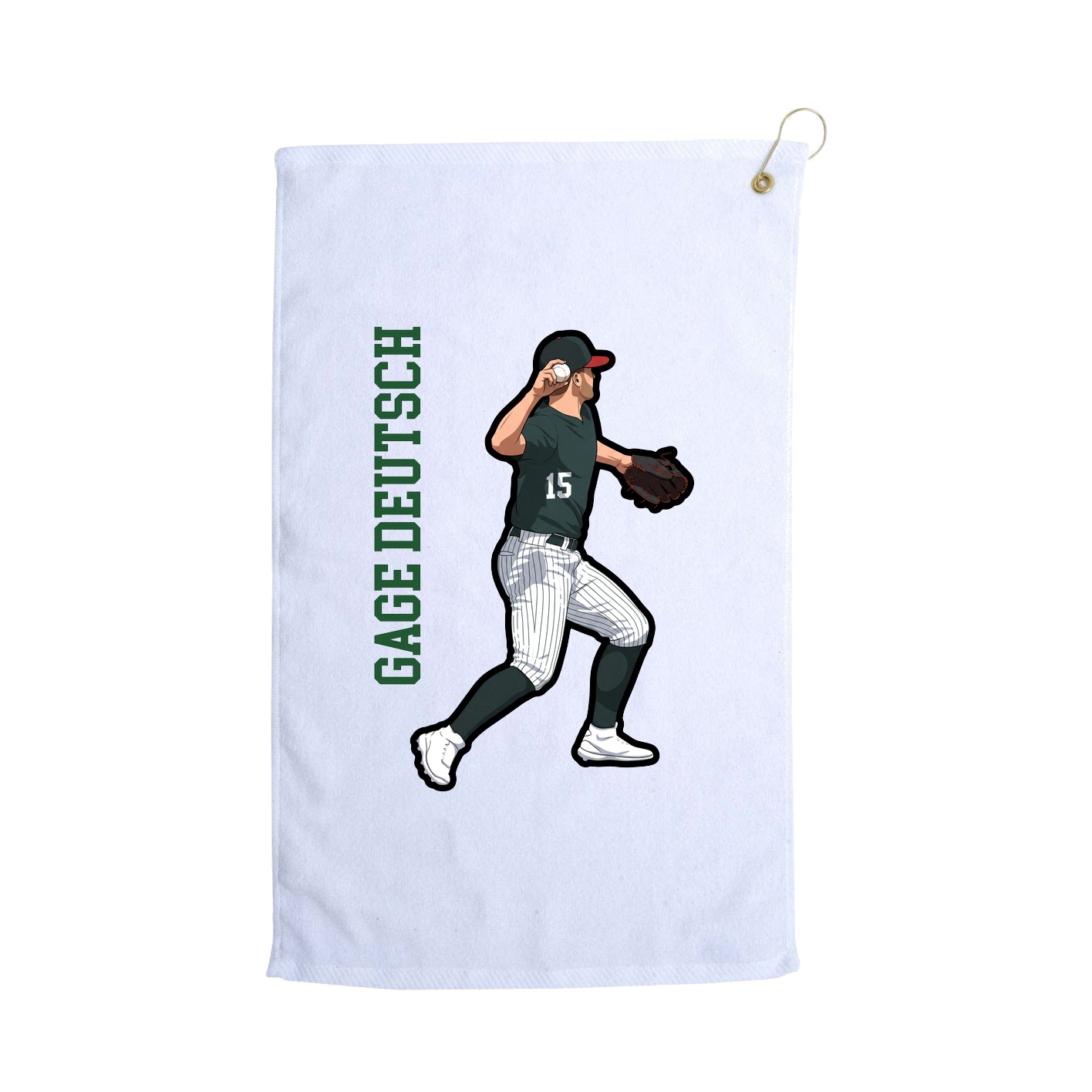 Golf Towel — Name Vertical in White
