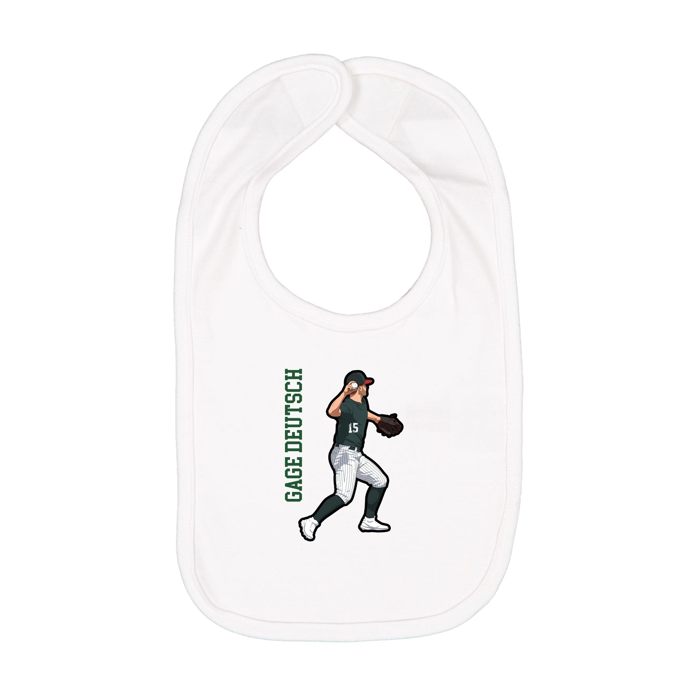 Infant Bib — Name Vertical in White