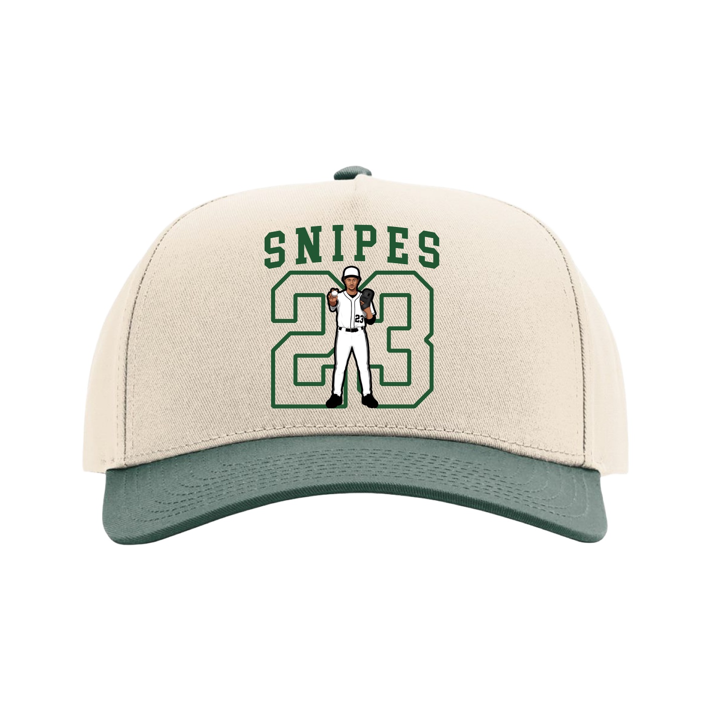 Full Fabric Five-Panel Champ Cap — Shirsey in Cream/Green