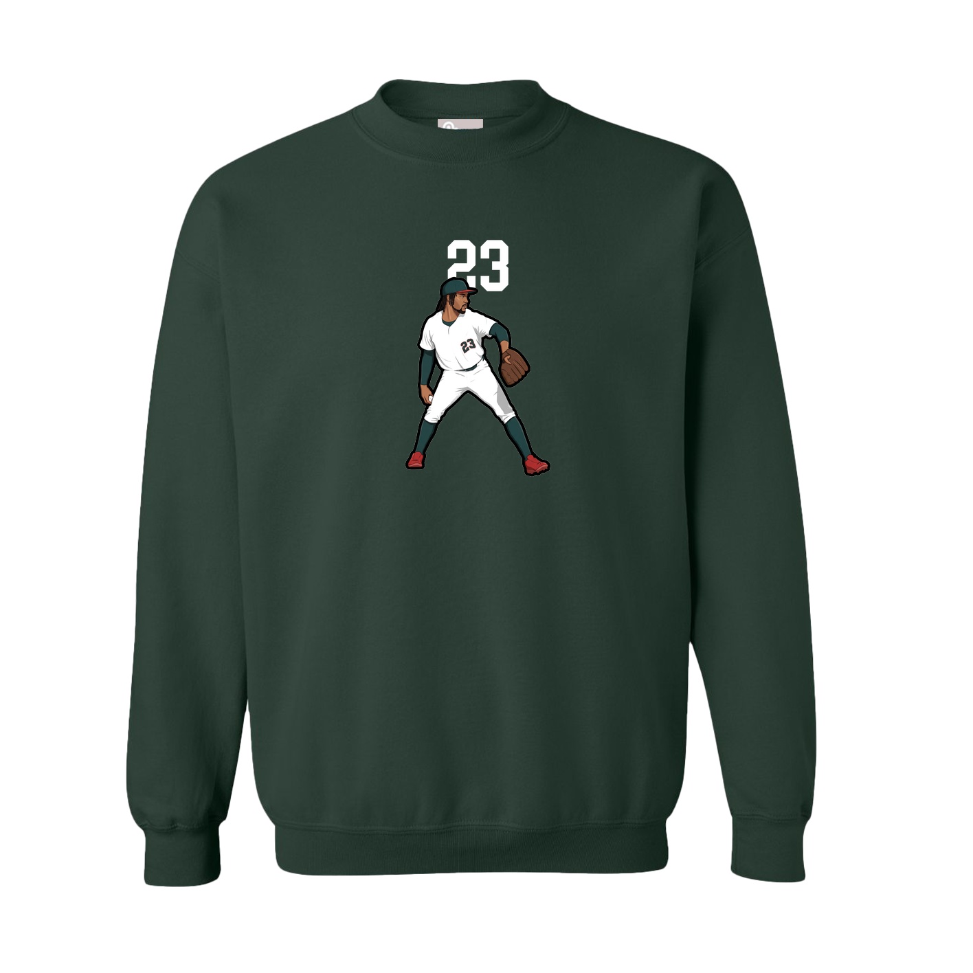 Fleece Crew — Number Top in Green
