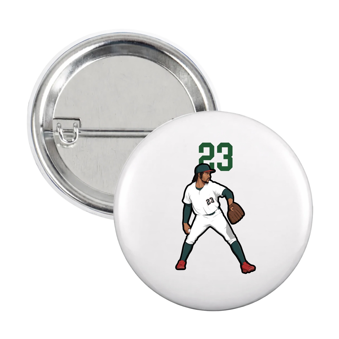 Game Day Button — Number Top in White