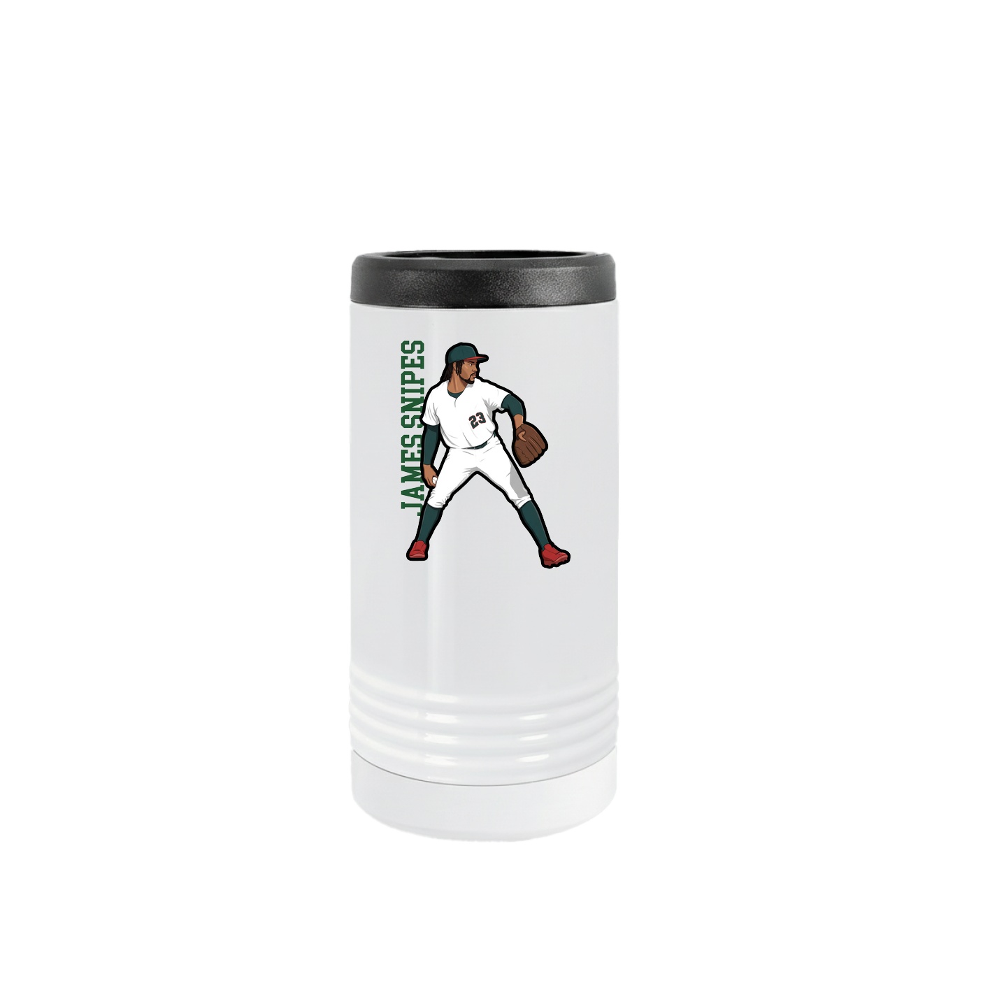 Slim Beverage Holder — Name Vertical in White