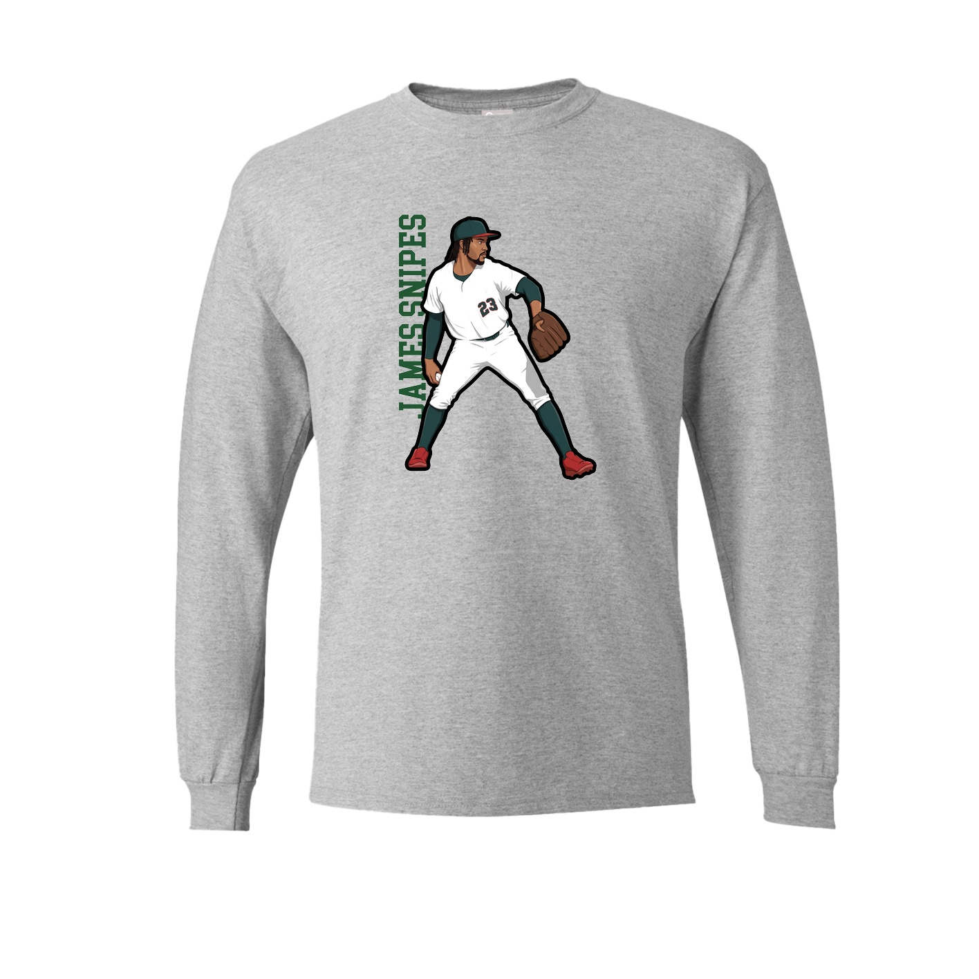 Long Sleeve Tee — Name Vertical in Grey