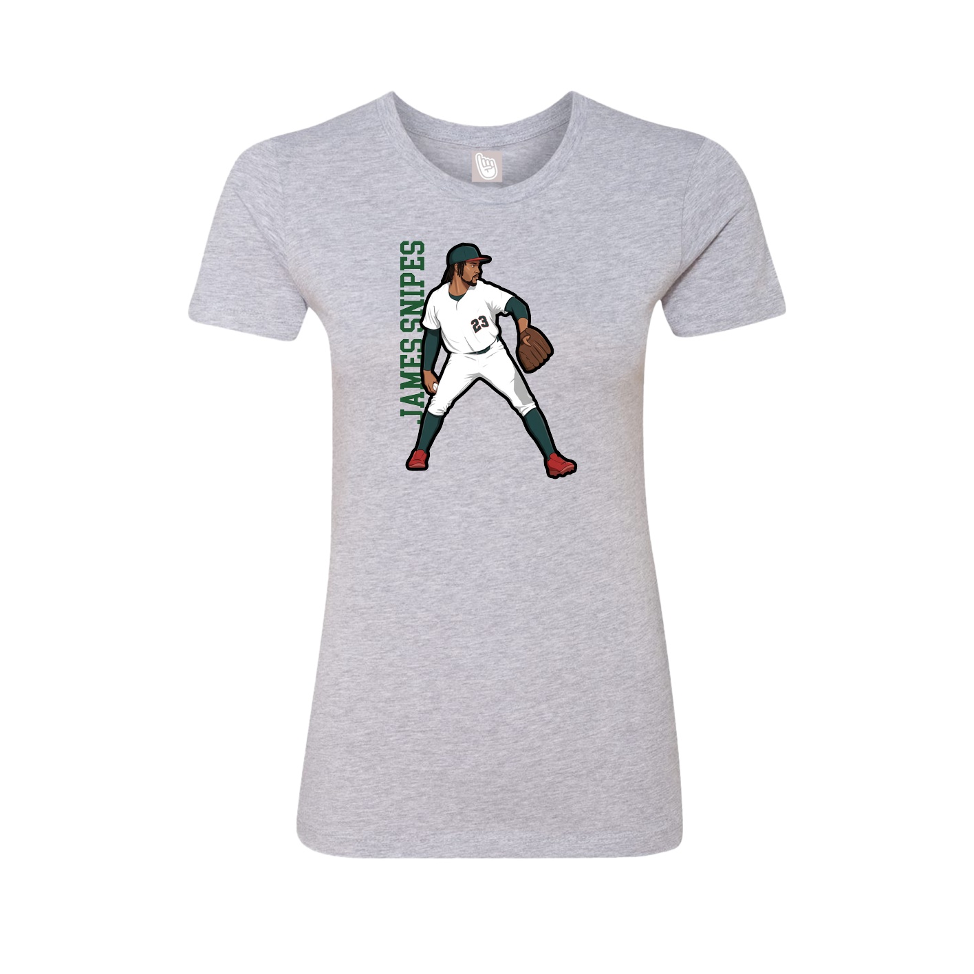 Fitted Women's Tee — Name Vertical in Grey