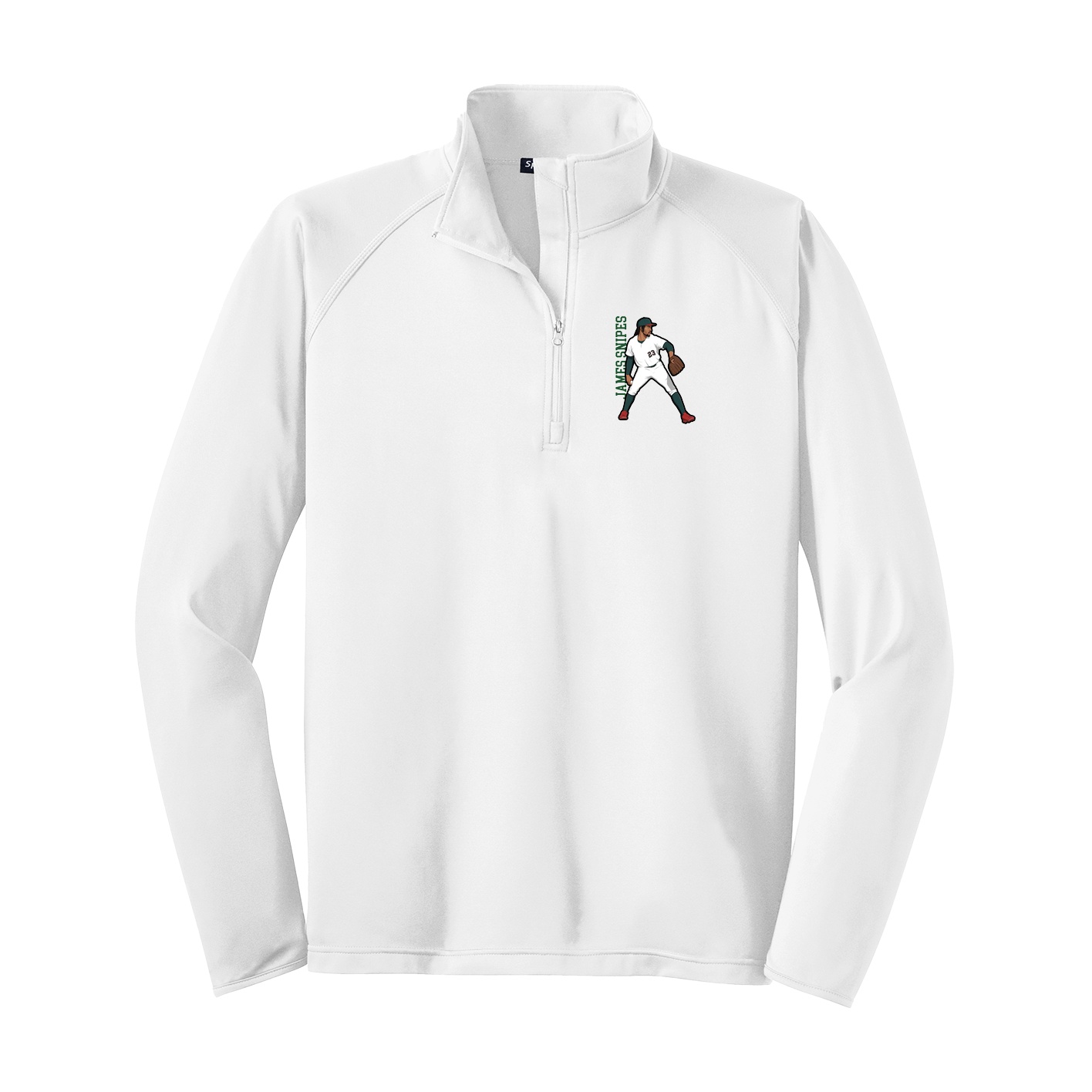 Q-Zip Pullover — Name Vertical in White