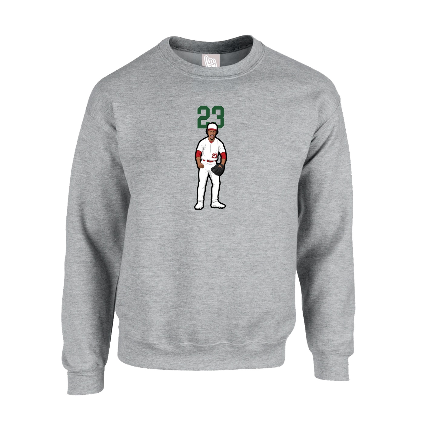 Fleece Crew — Number Top in Grey