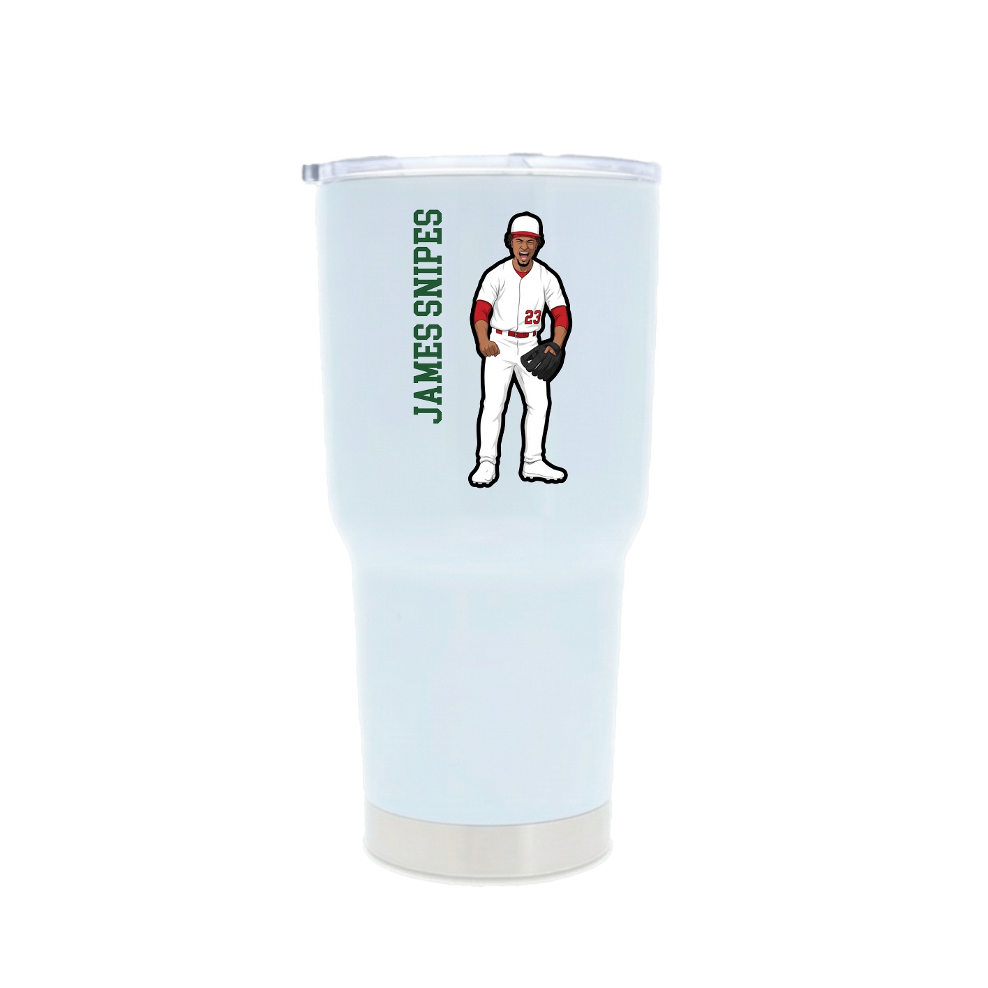 30oz Stainless Steel Tumbler — Name Vertical in White