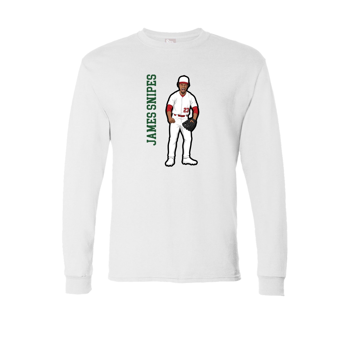 Long Sleeve Tee — Name Vertical in White