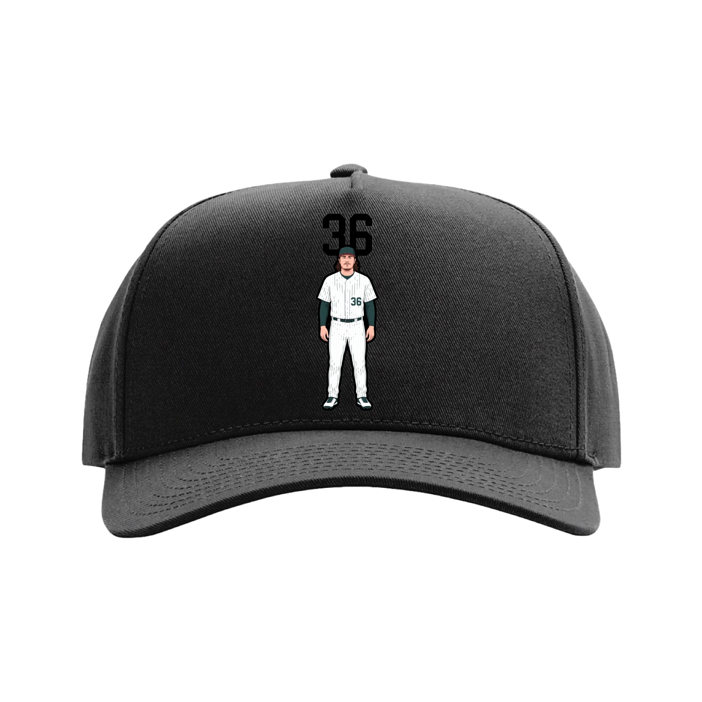 Full Fabric Five-Panel Champ Cap — Number Top in Black
