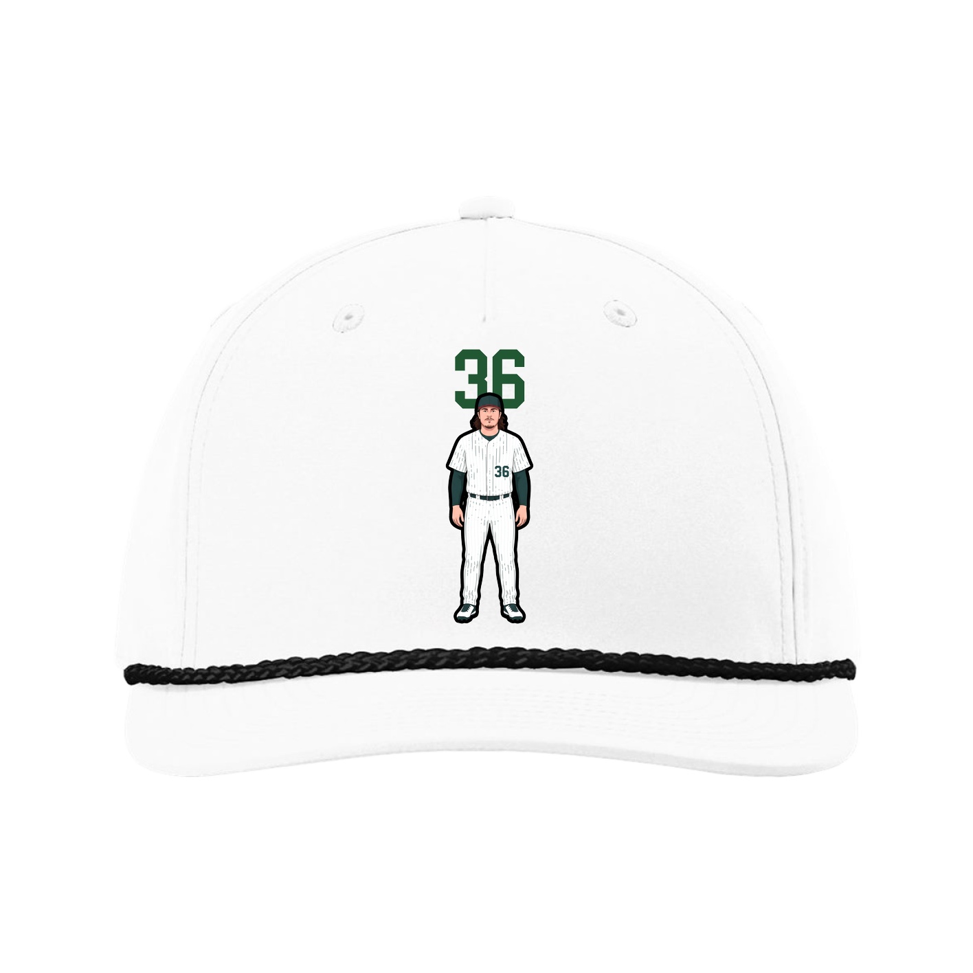 Five-Panel Classic Rope Cap — Number Top in White